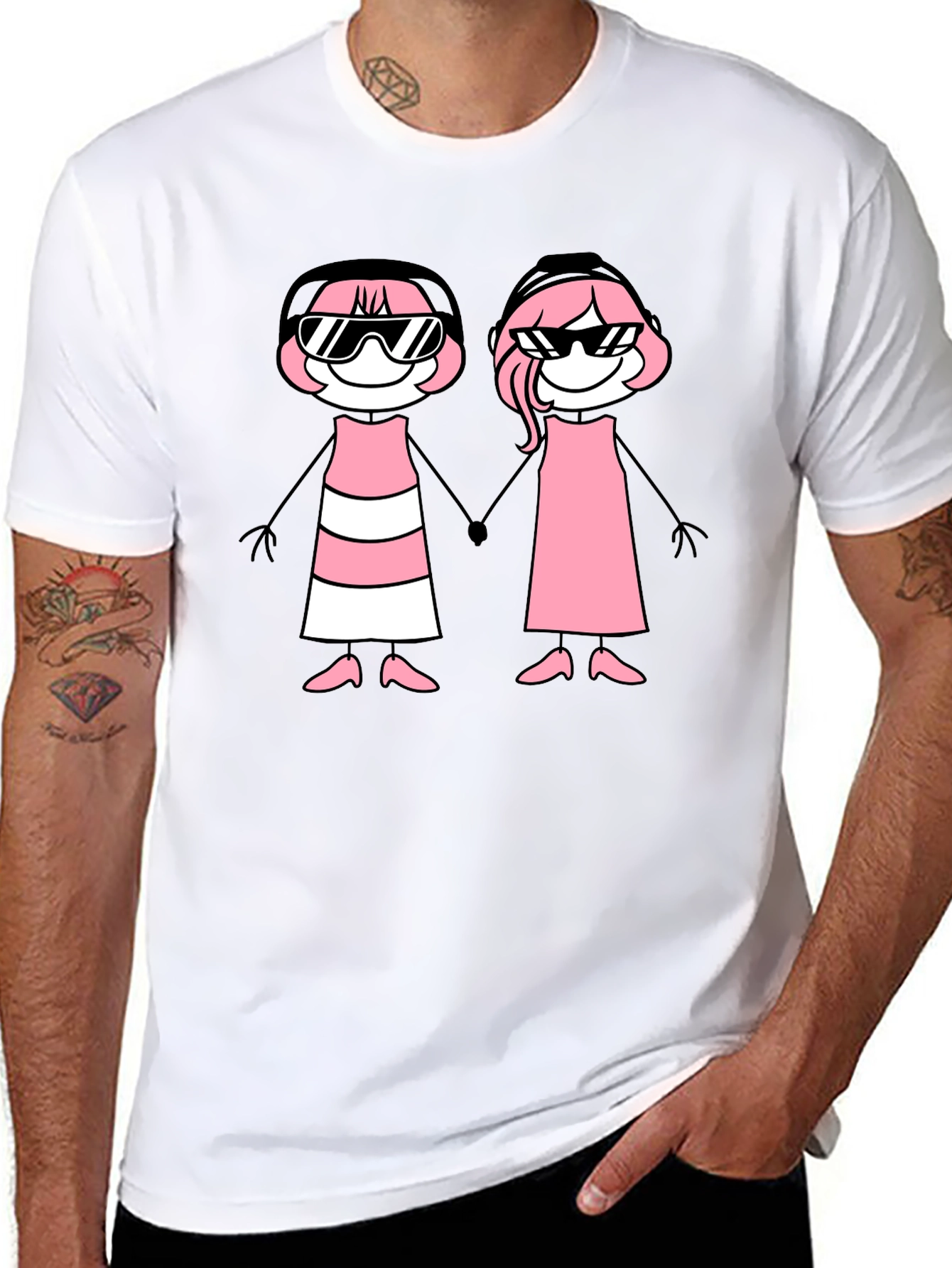 Black T-Shirt with Stick Figure Graphic