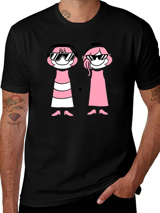 Black T-Shirt with Stick Figure Graphic