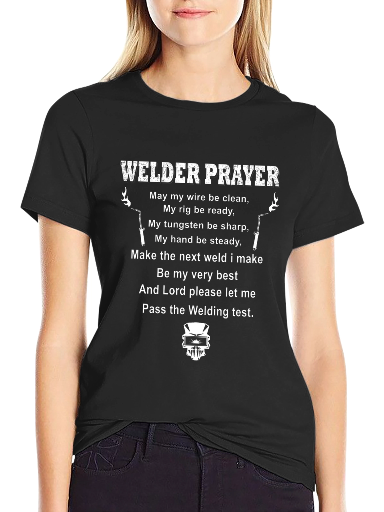 Welder Prayer Graphic T-Shirt - Black Cotton Tee