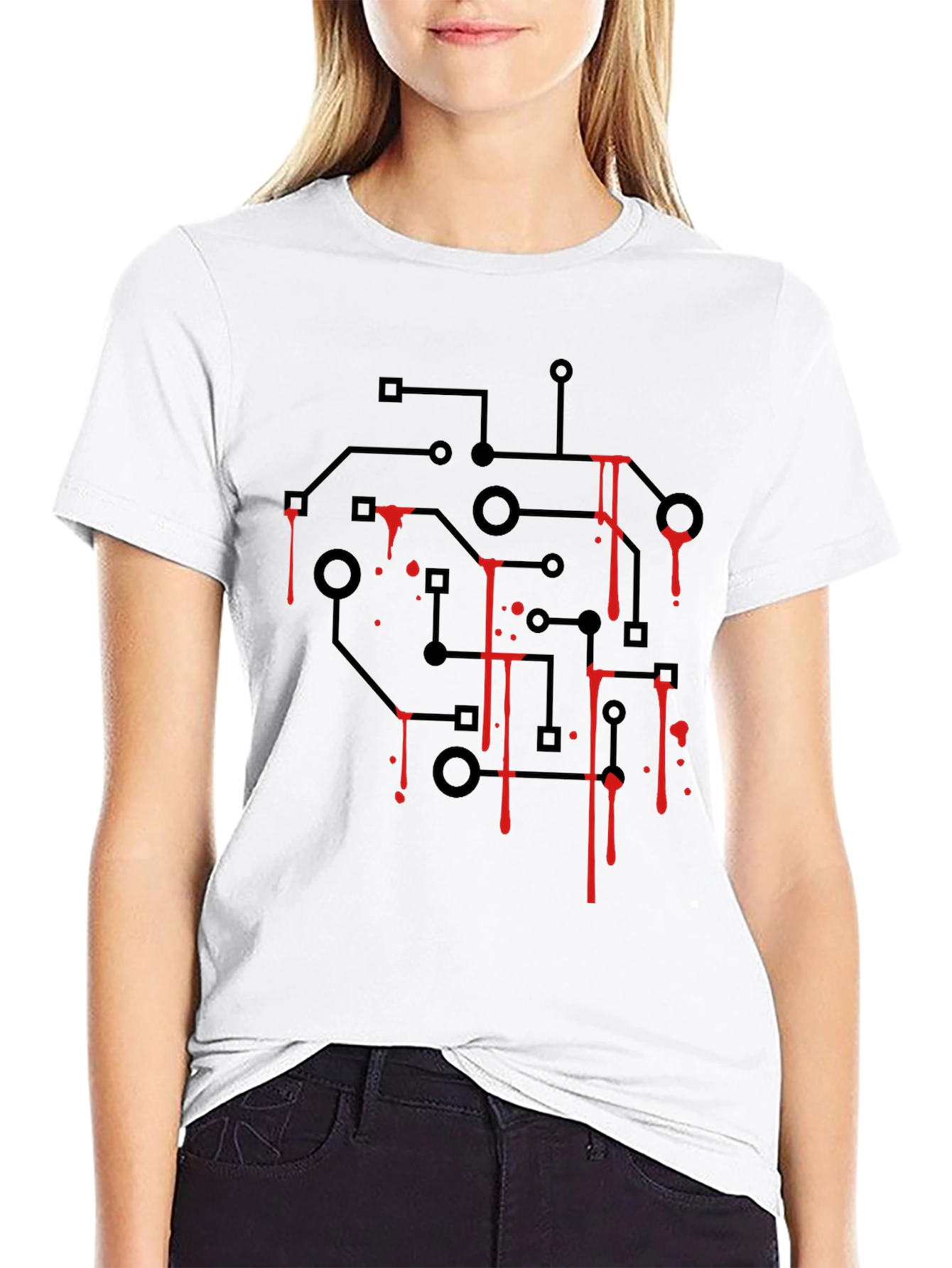 Circuit Board Bleed T-Shirt - Black Graphic Tee