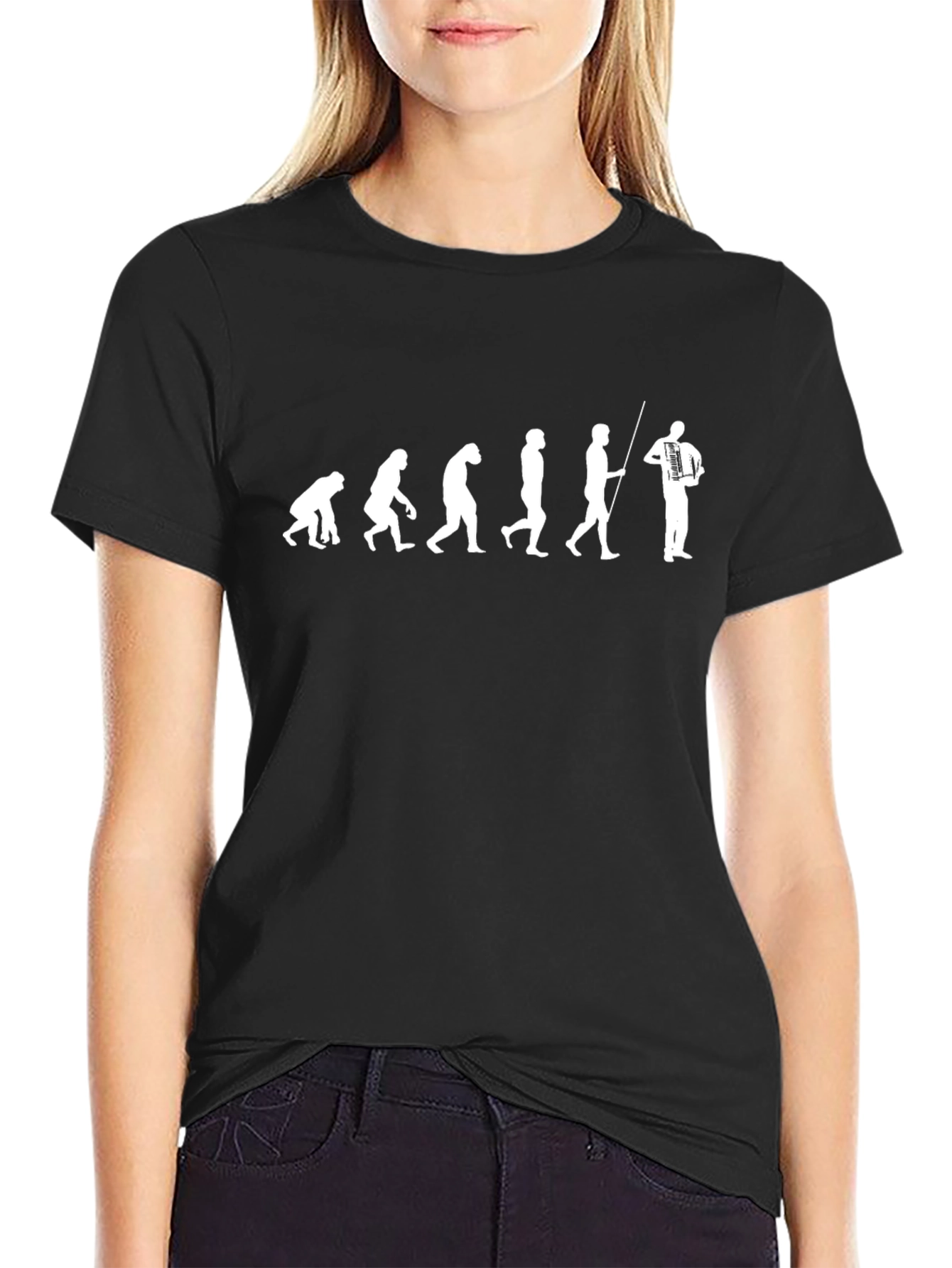 Evolution of Accordion Player T-Shirt