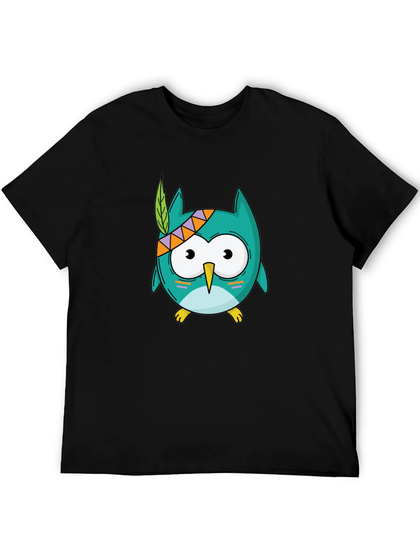 Cartoon Owl Graphic Tee - Unisex Black T-Shirt