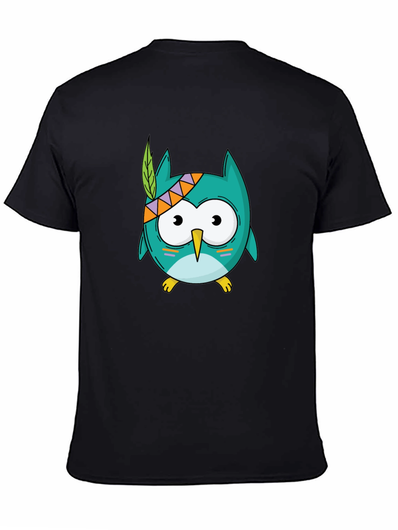 Cartoon Owl Graphic Tee - Unisex Black T-Shirt