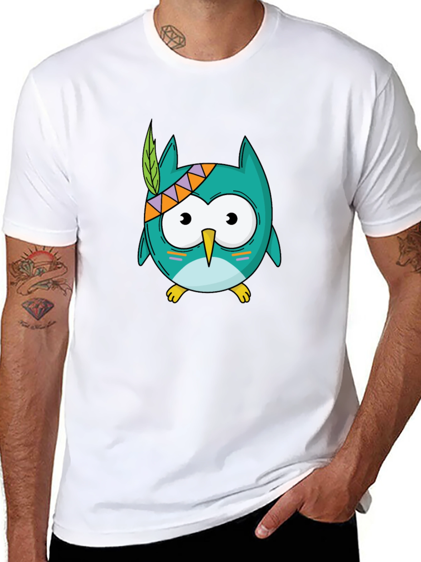 Cartoon Owl Graphic Tee - Unisex Black T-Shirt