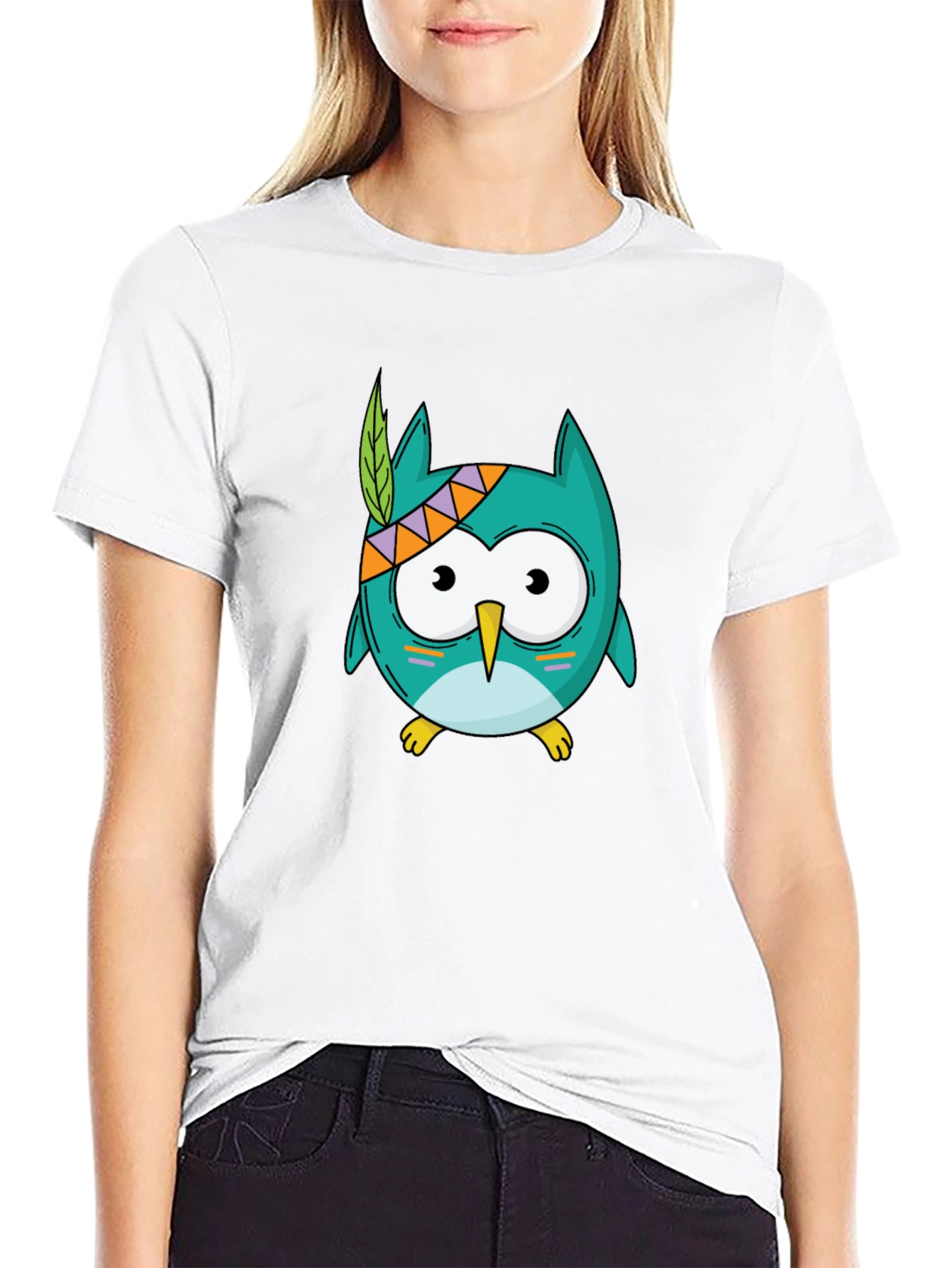 Cartoon Owl Graphic Tee - Unisex Black T-Shirt