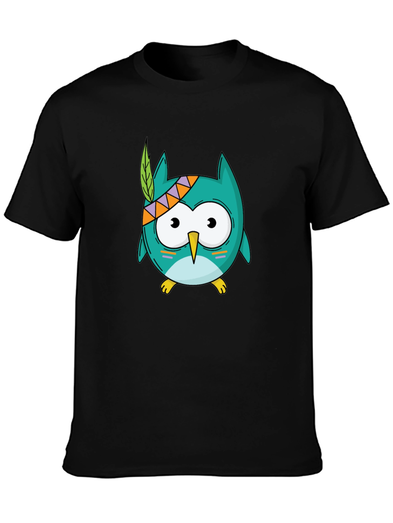 Cartoon Owl Graphic Tee - Unisex Black T-Shirt