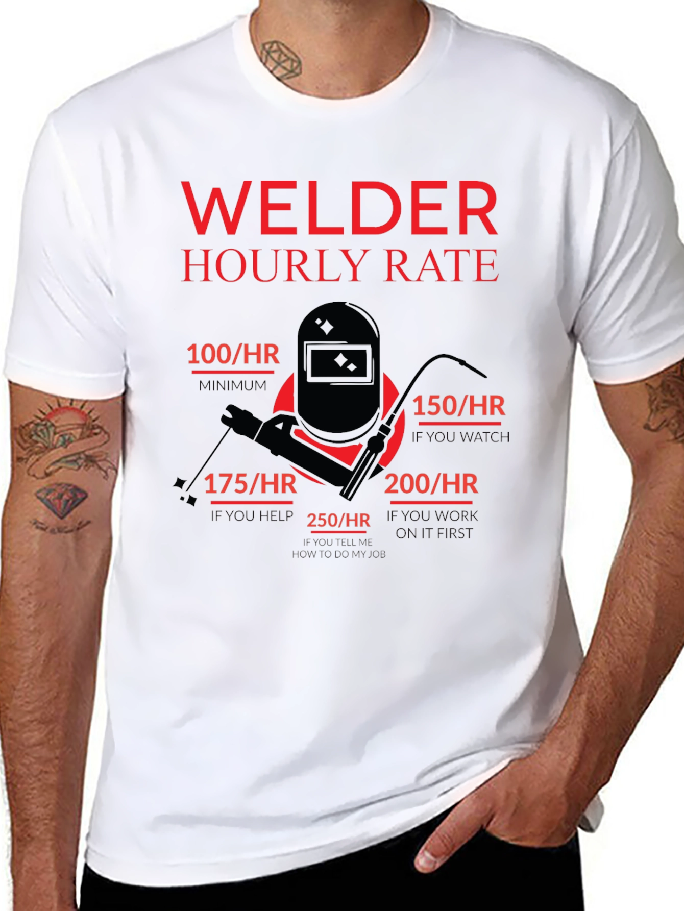 Welder Hourly Rate Funny Black T-Shirt