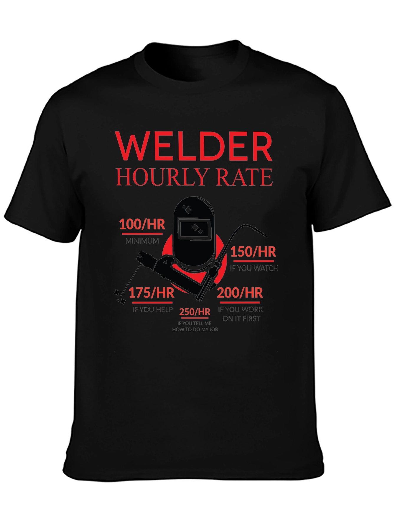 Welder Hourly Rate Funny Black T-Shirt