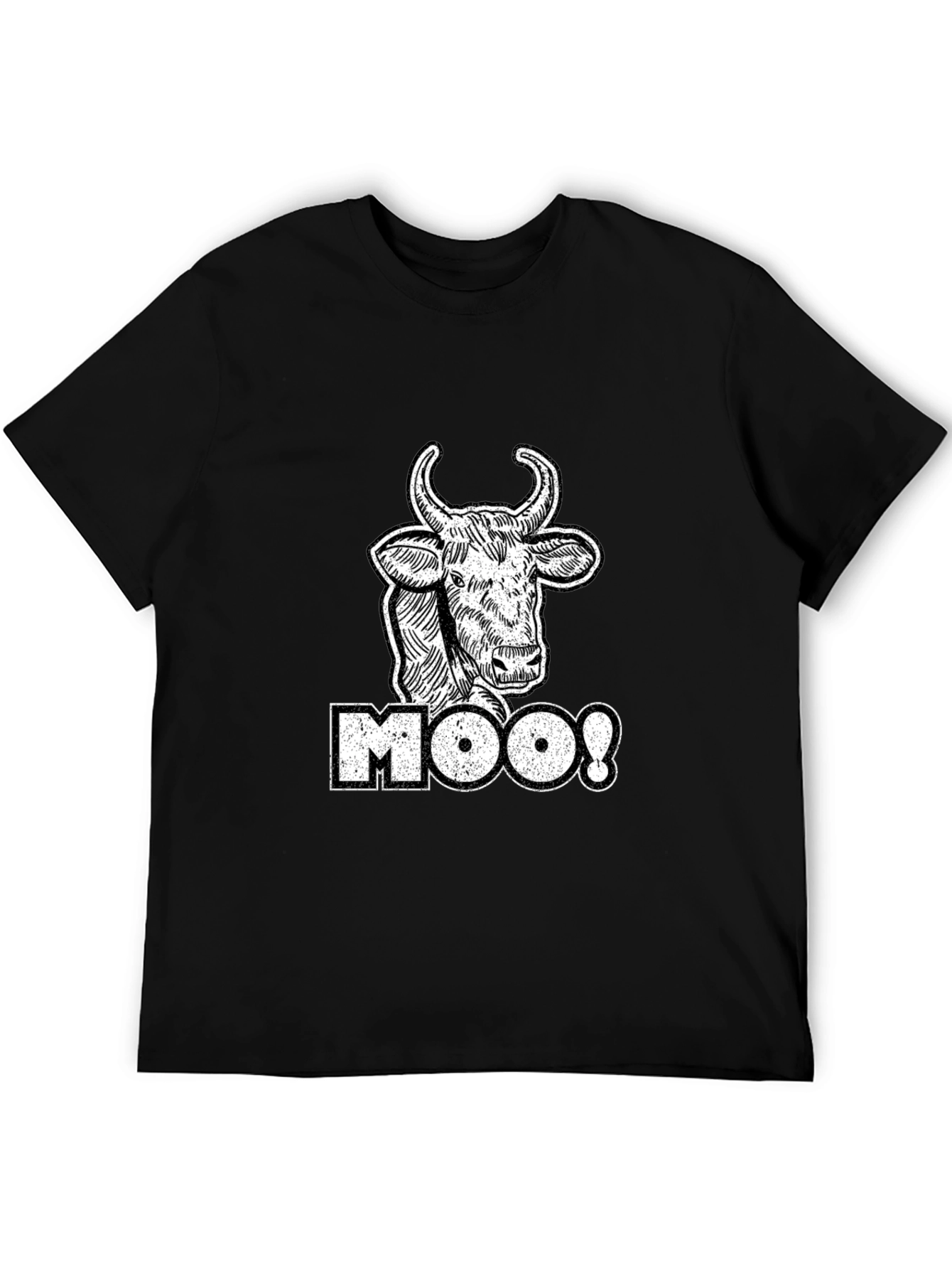 Moo! Cow Graphic Tee - Black Cotton T-Shirt