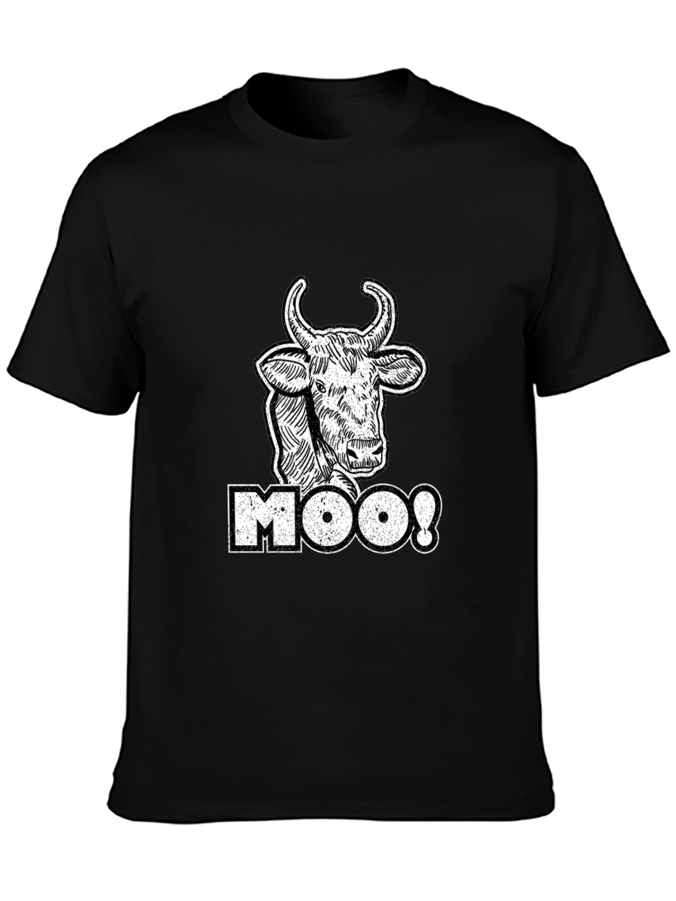 Moo! Cow Graphic Tee - Black Cotton T-Shirt