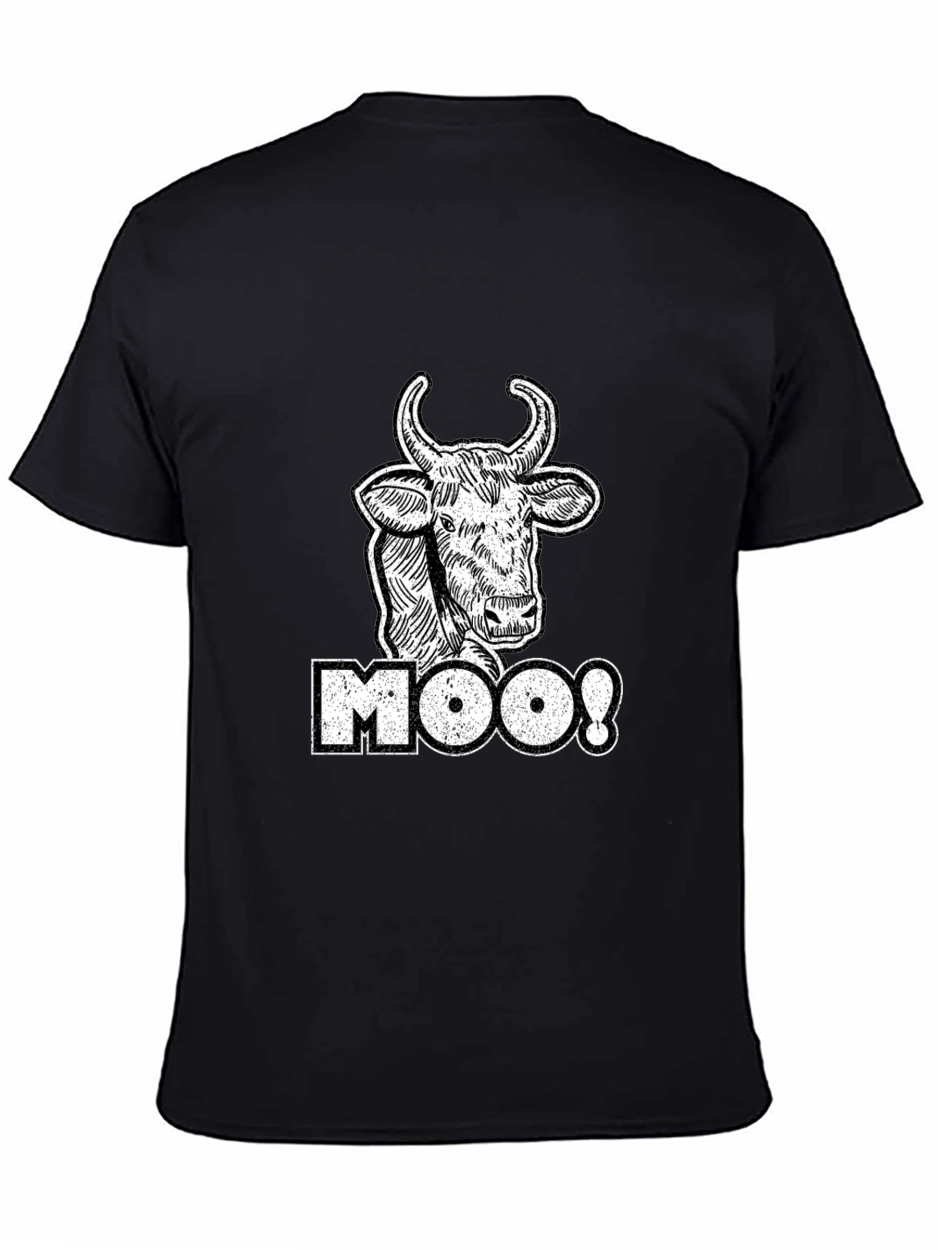 Moo! Cow Graphic Tee - Black Cotton T-Shirt
