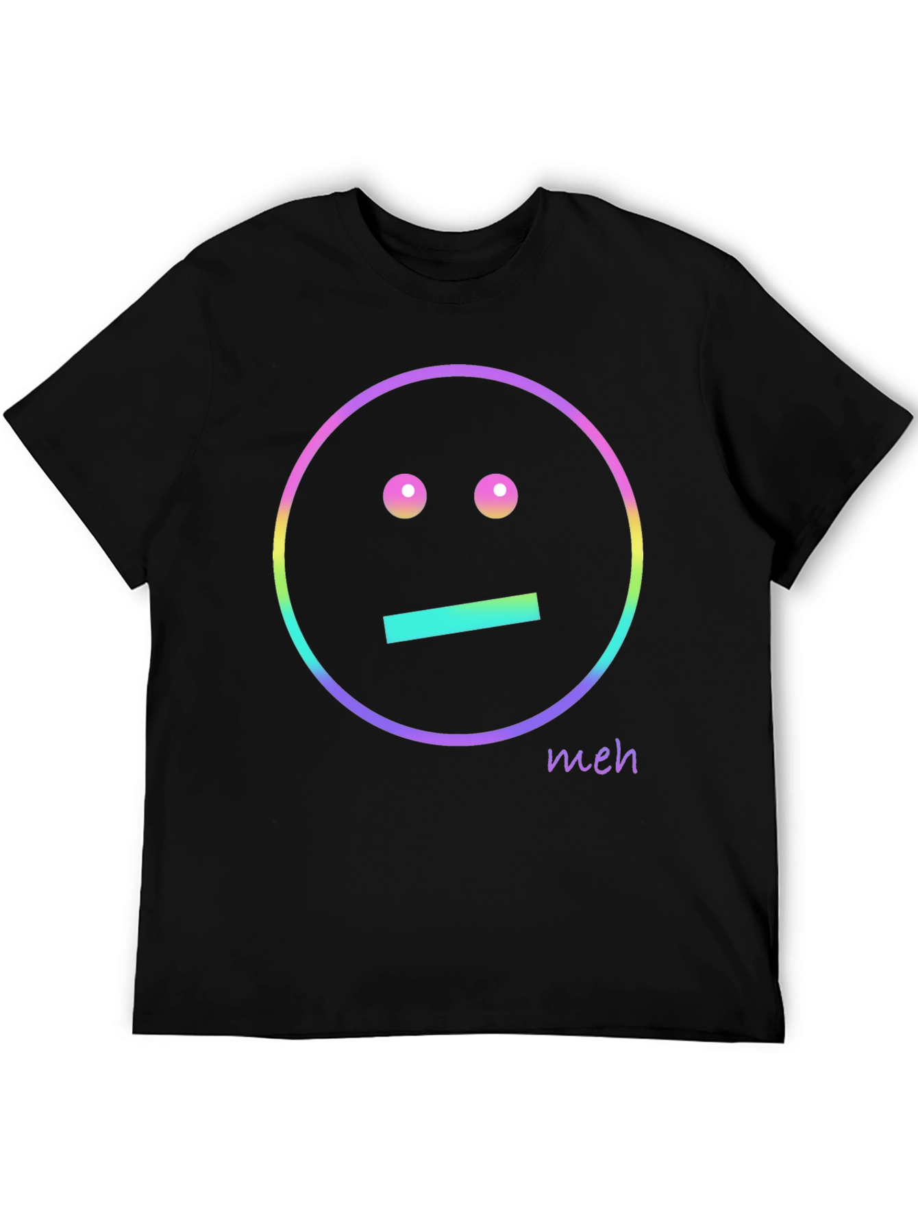 Meh Emoji Graphic T-Shirt - Black Casual Tee