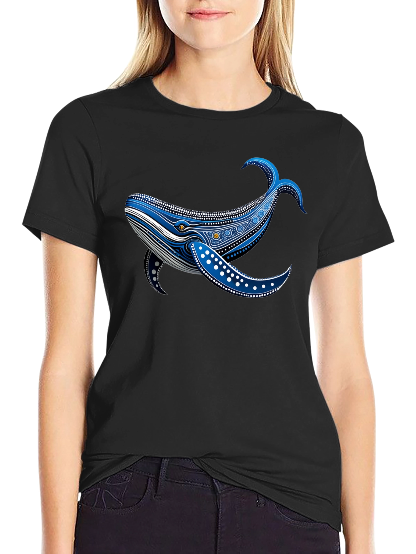 Whale Print Black T-Shirt - Unique Design