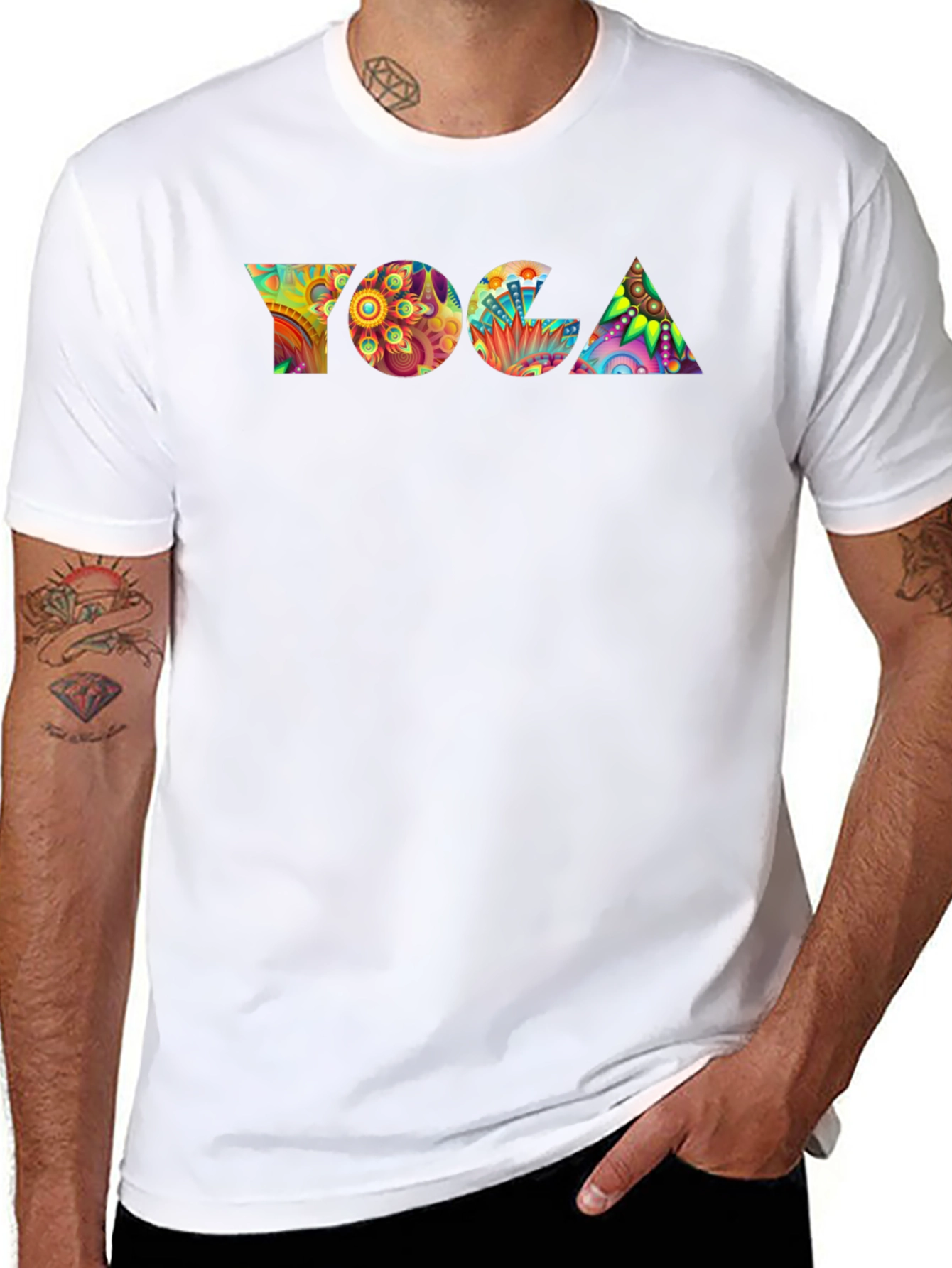 Yoga Mandala Art Print Black T-Shirt