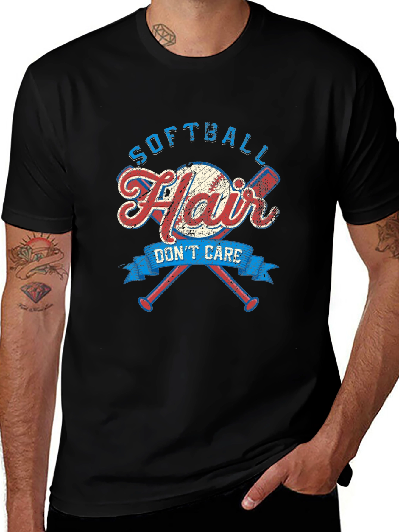 Softball Hair Dont Care Graphic Tee