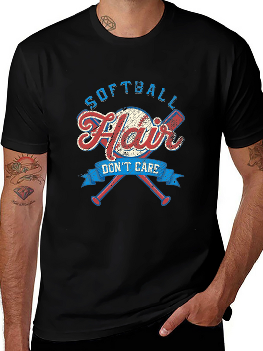 Softball Hair Dont Care Graphic Tee