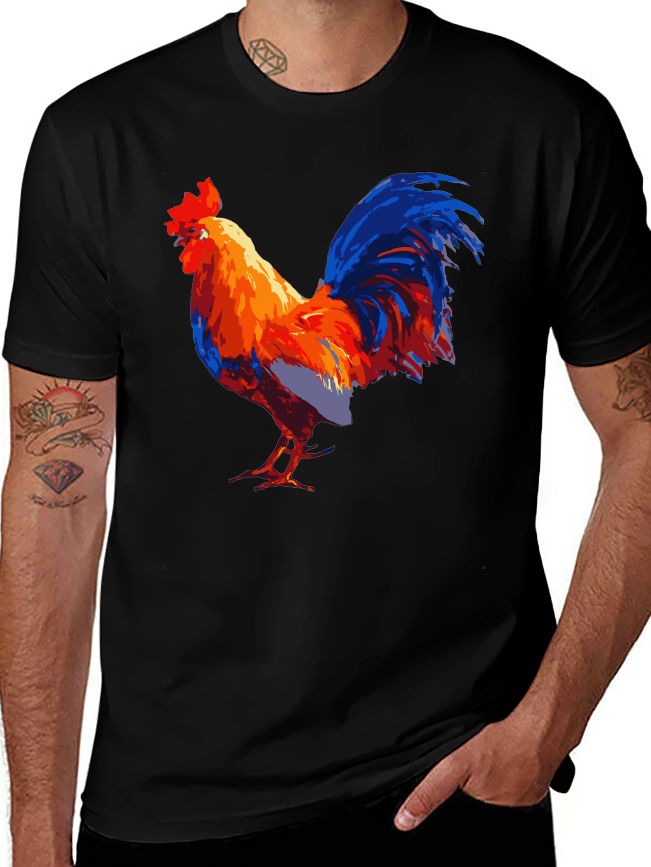 Bold Rooster Graphic Tee - Mens Black T-Shirt