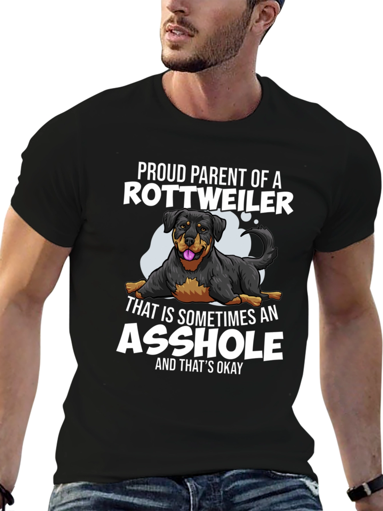 Proud Rottweiler Parent Graphic Tee - Black