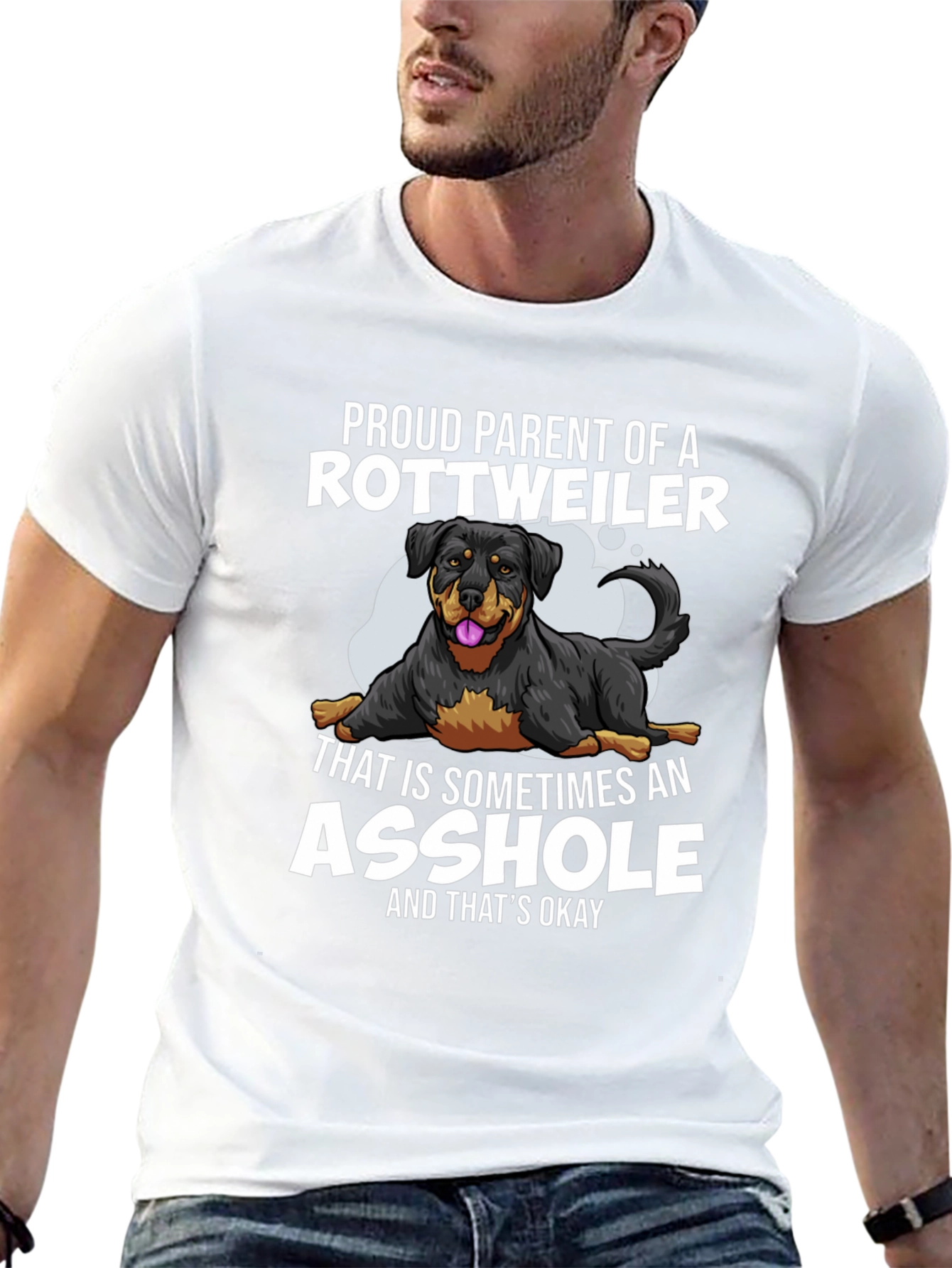 Proud Rottweiler Parent Graphic Tee - Black
