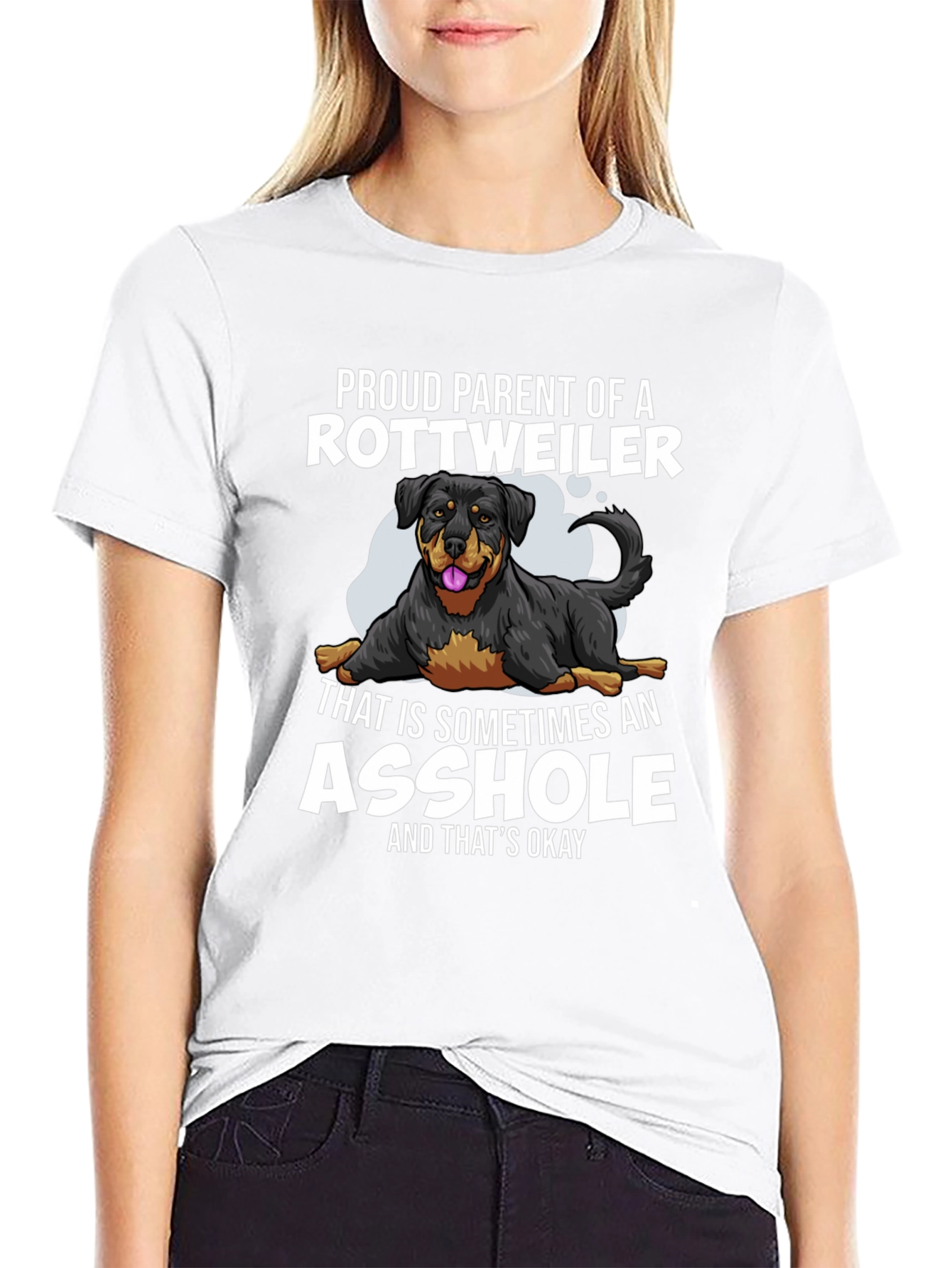 Proud Rottweiler Parent Graphic Tee - Black