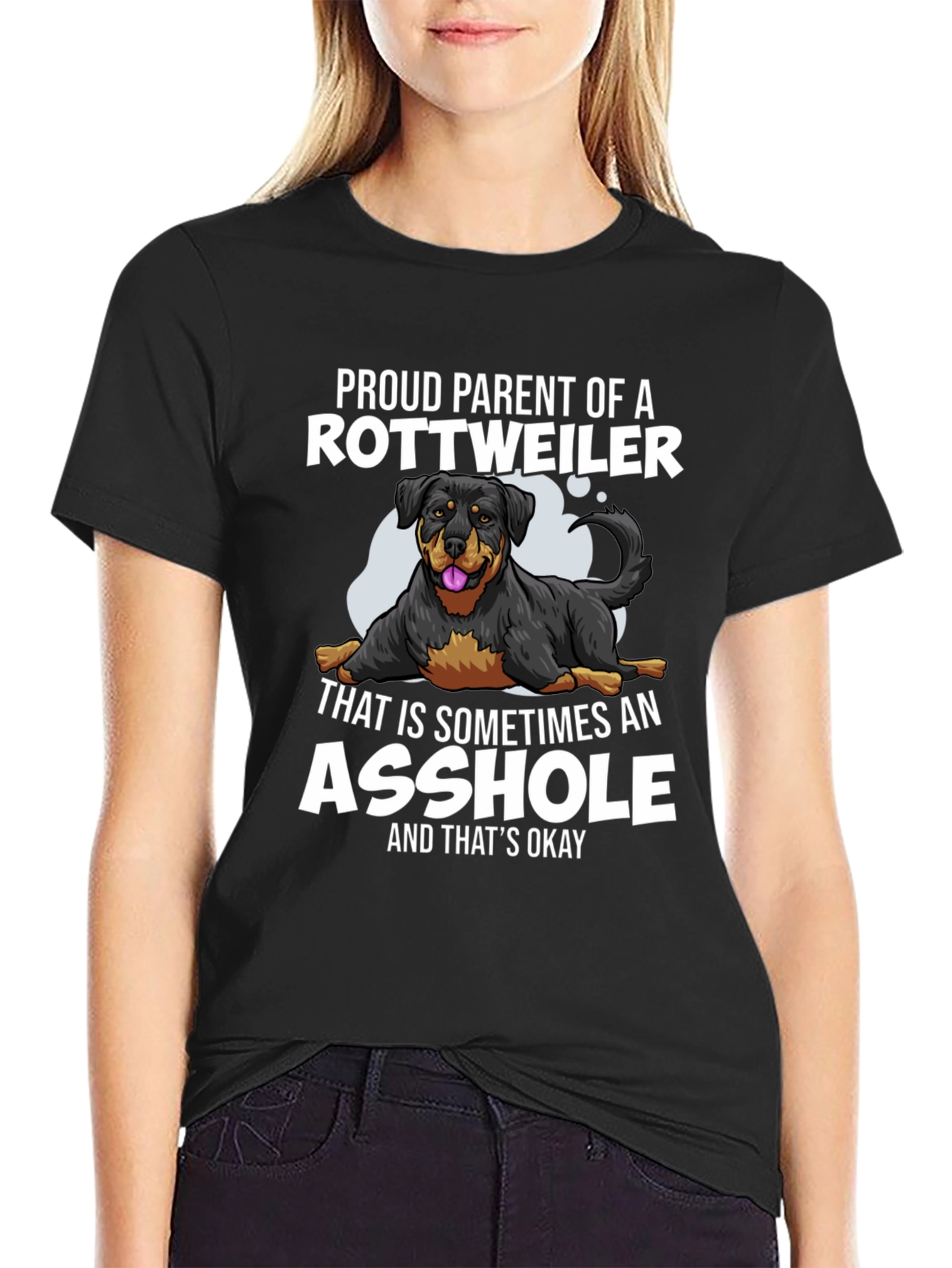 Proud Rottweiler Parent Graphic Tee - Black