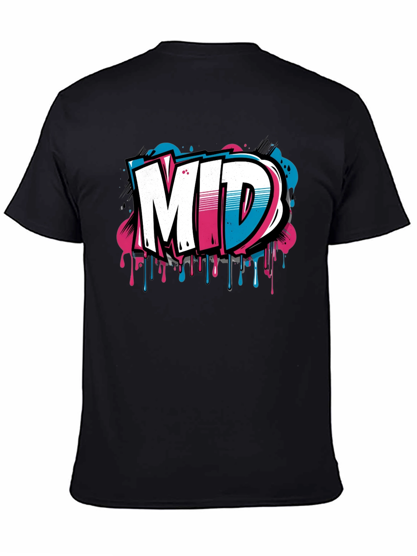 Mens Black Graphic T-Shirt - MID Graffiti Design