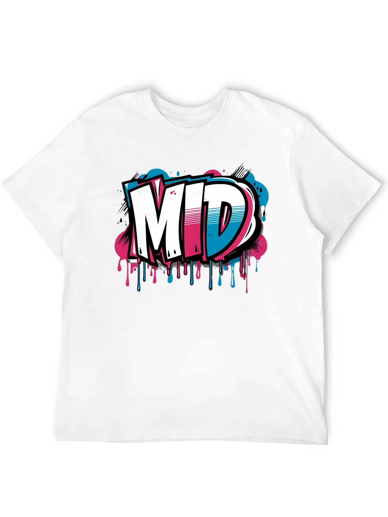 Mens Black Graphic T-Shirt - MID Graffiti Design