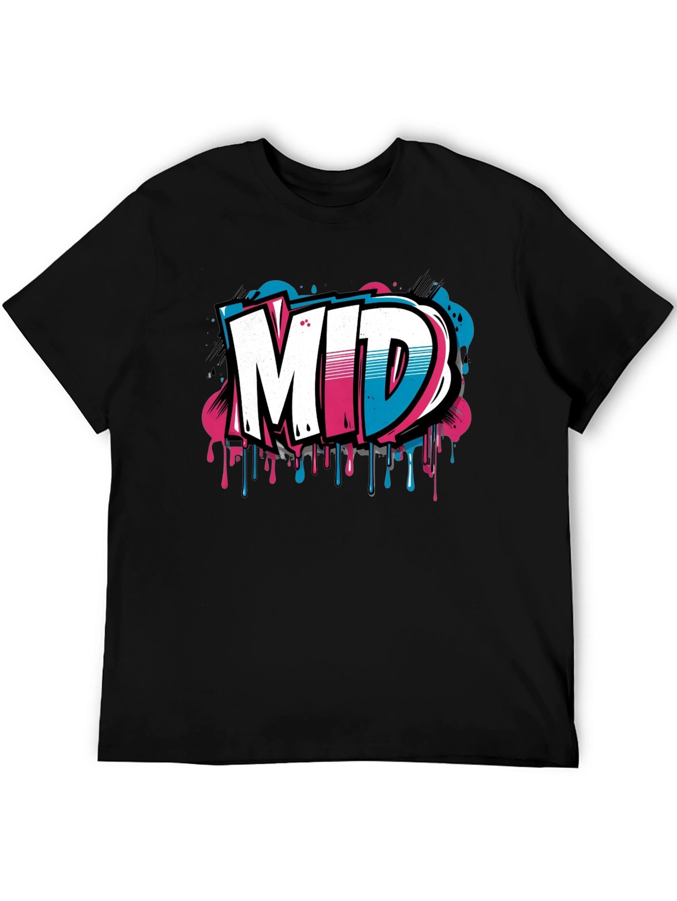 Mens Black Graphic T-Shirt - MID Graffiti Design