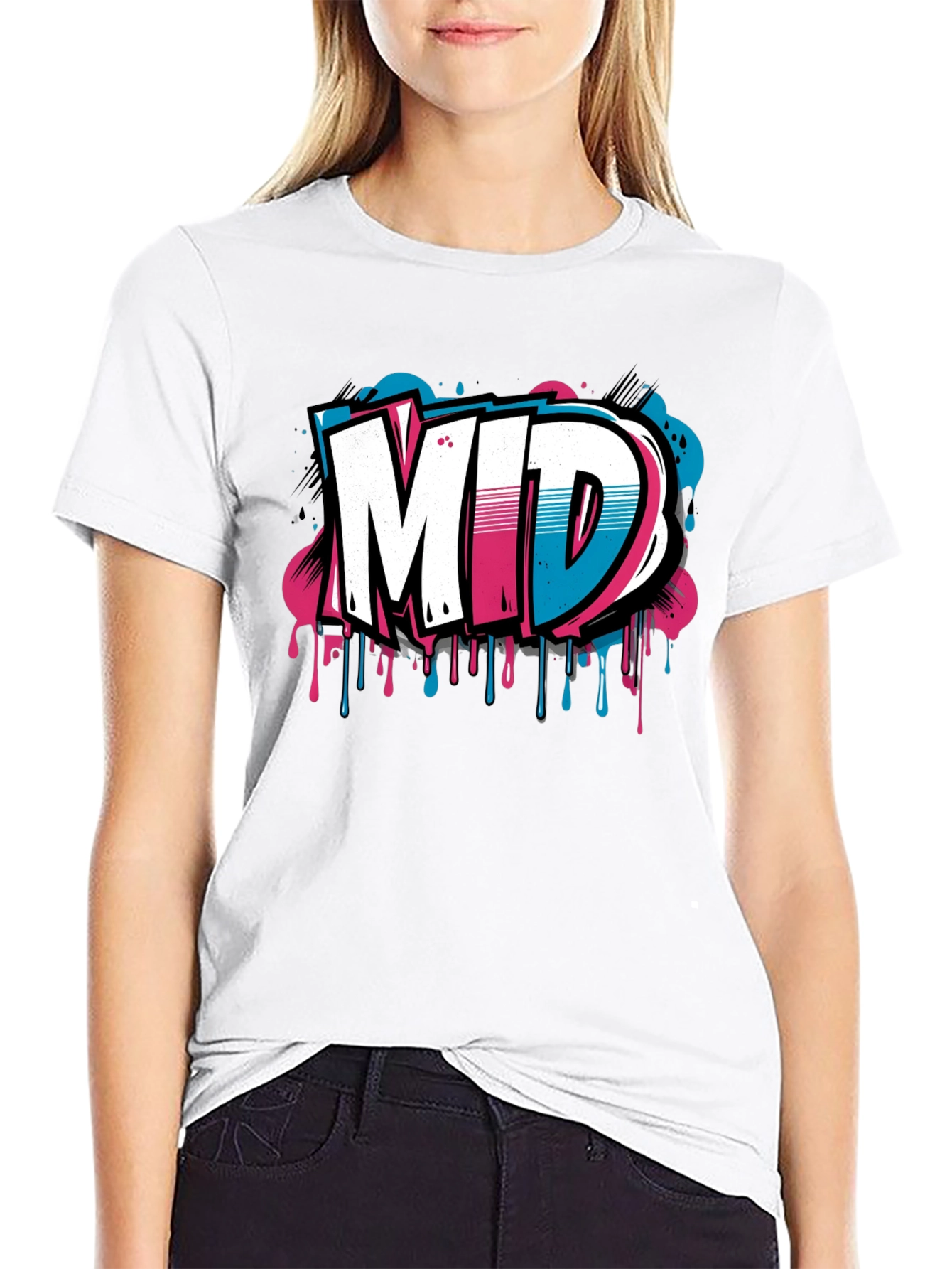 Mens Black Graphic T-Shirt - MID Graffiti Design