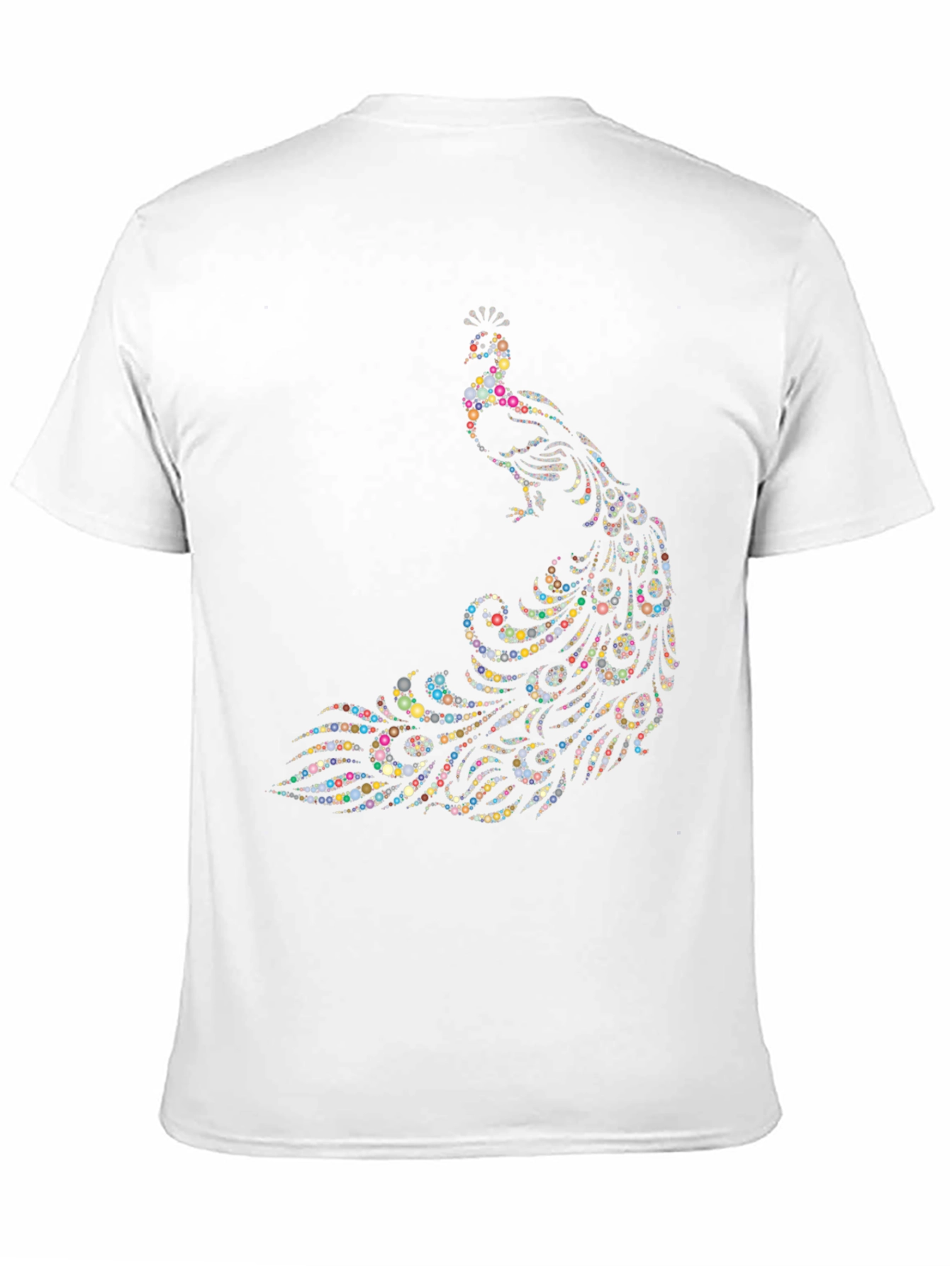 Peacock Dot Art Graphic Black T-Shirt
