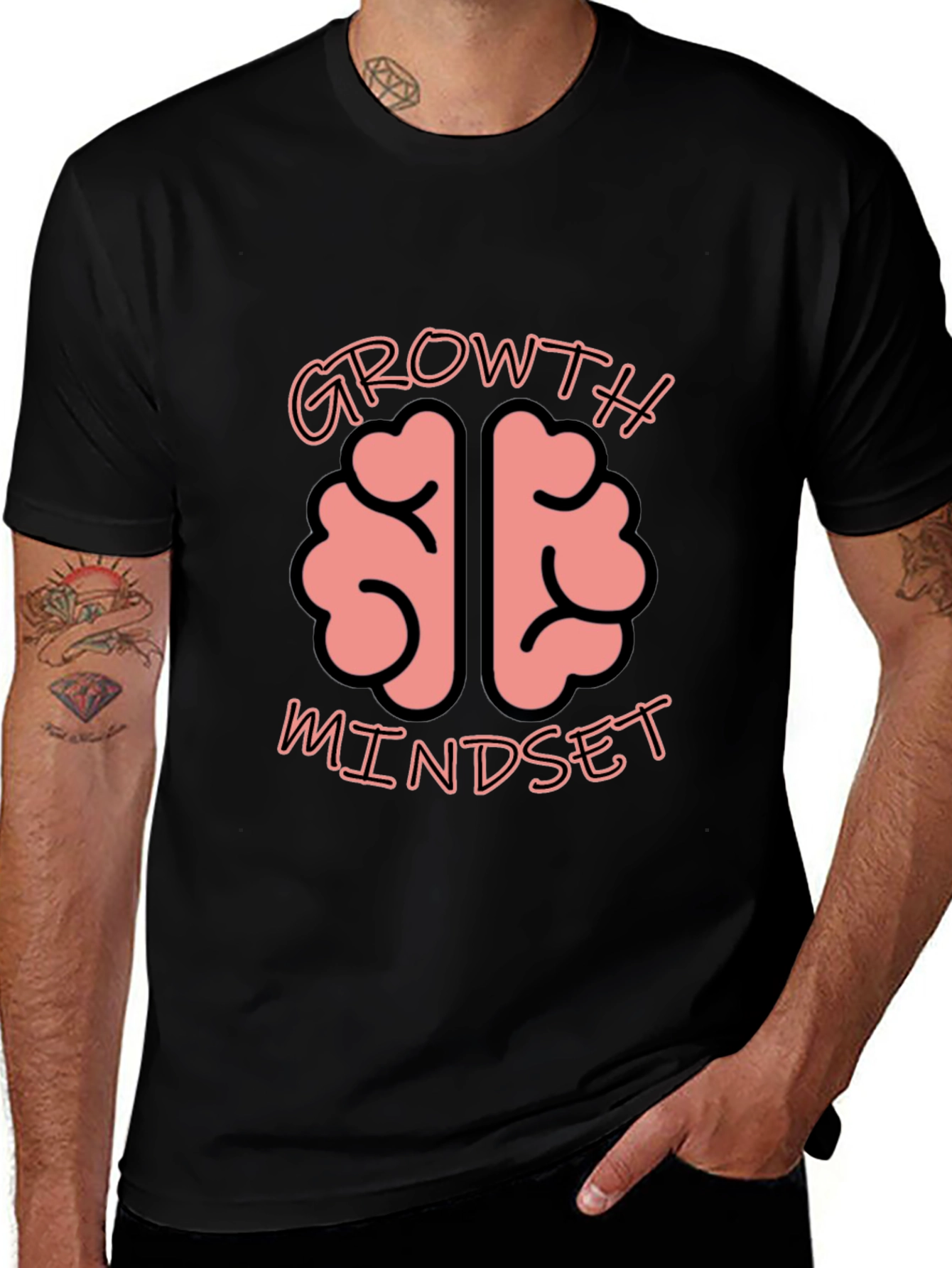 Growth Mindset Brain Graphic Tee - Unisex Black T-Shirt