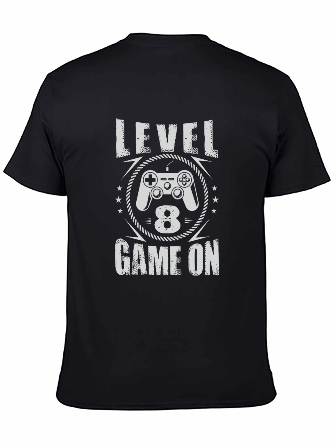 Level 8 Game On Black T-Shirt