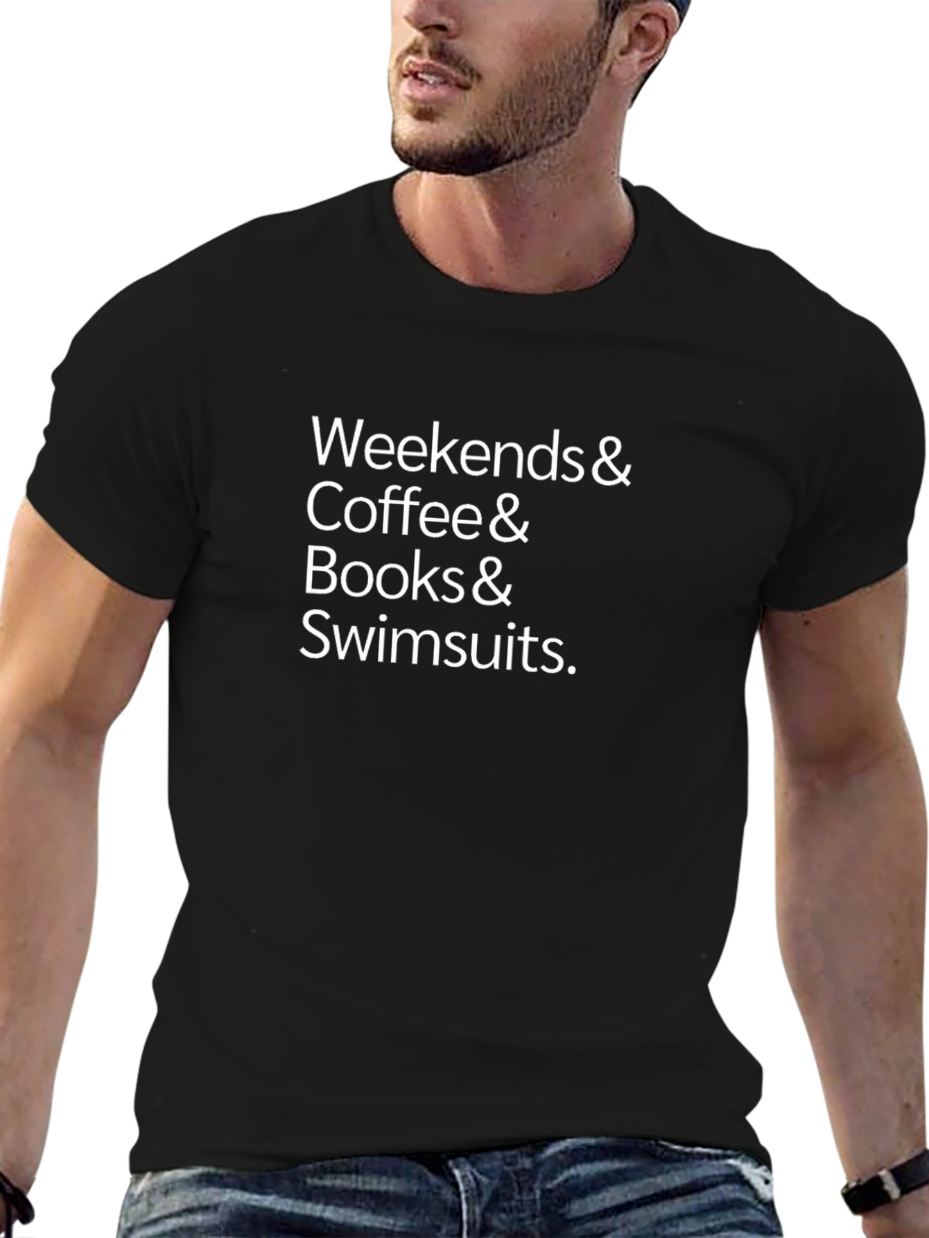 Weekends Coffee Books Swimsuits Black T-Shirt
