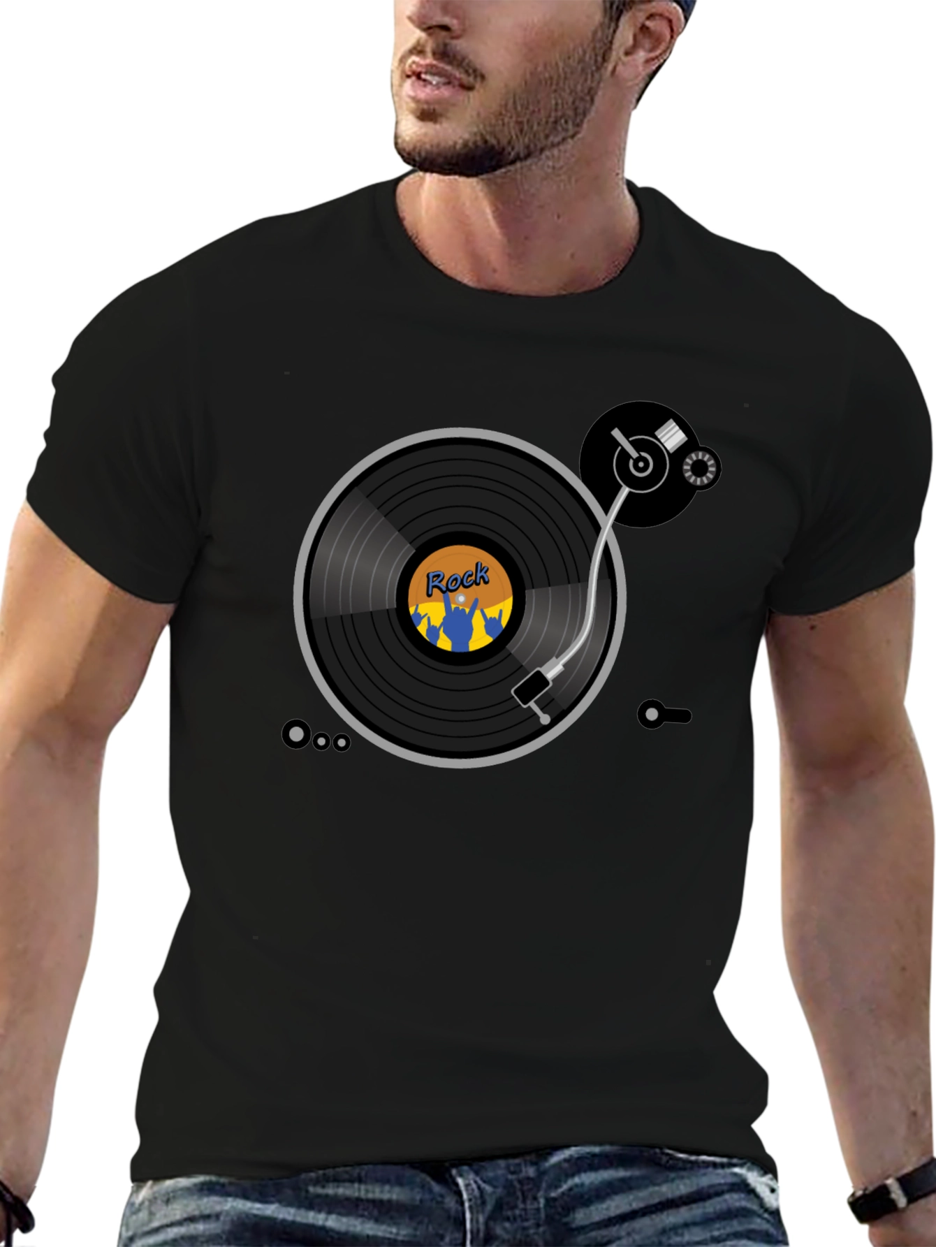 Rock Music Turntable T-Shirt - Retro Vinyl Design