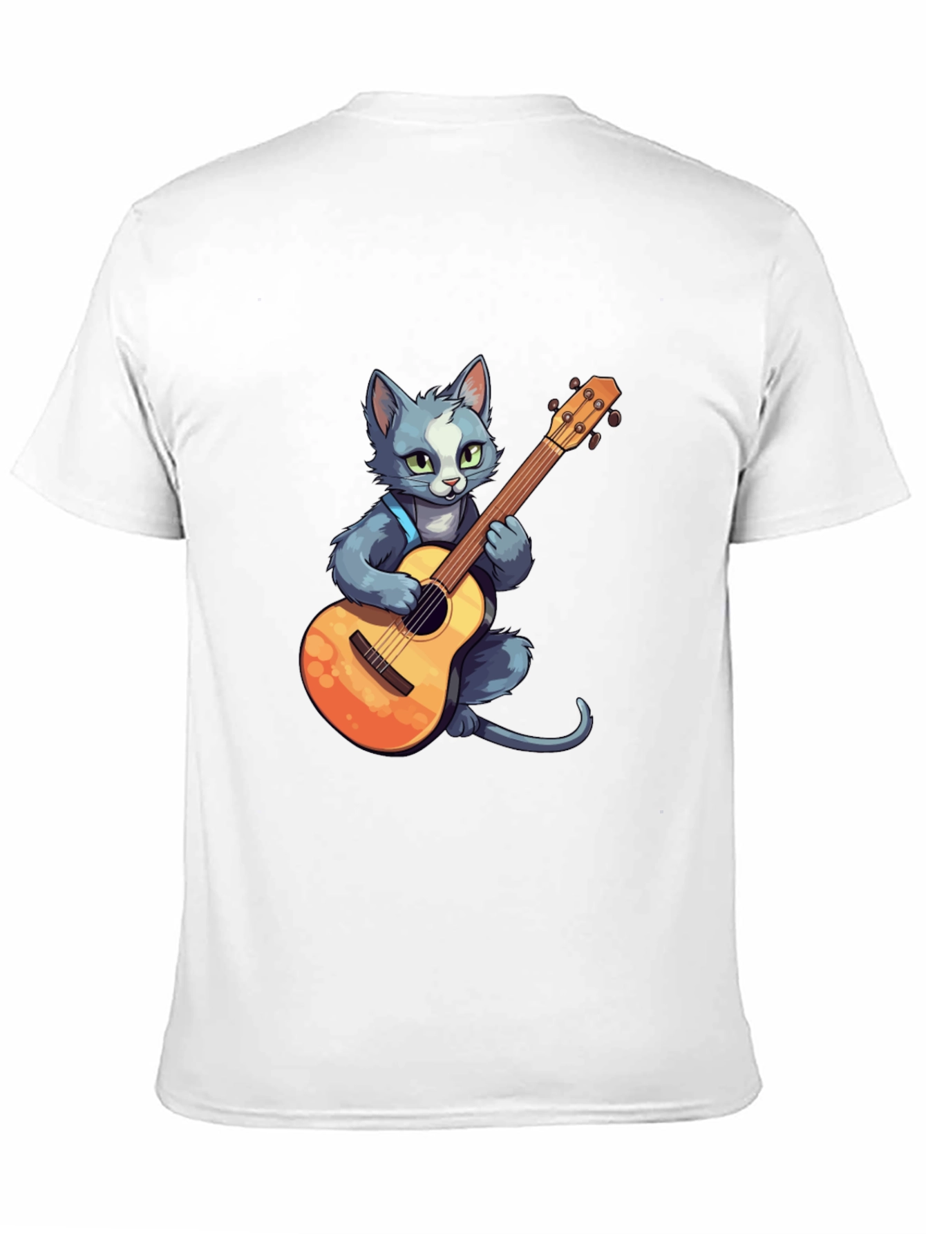 Cat Guitarist T-Shirt - Black Cotton Tee