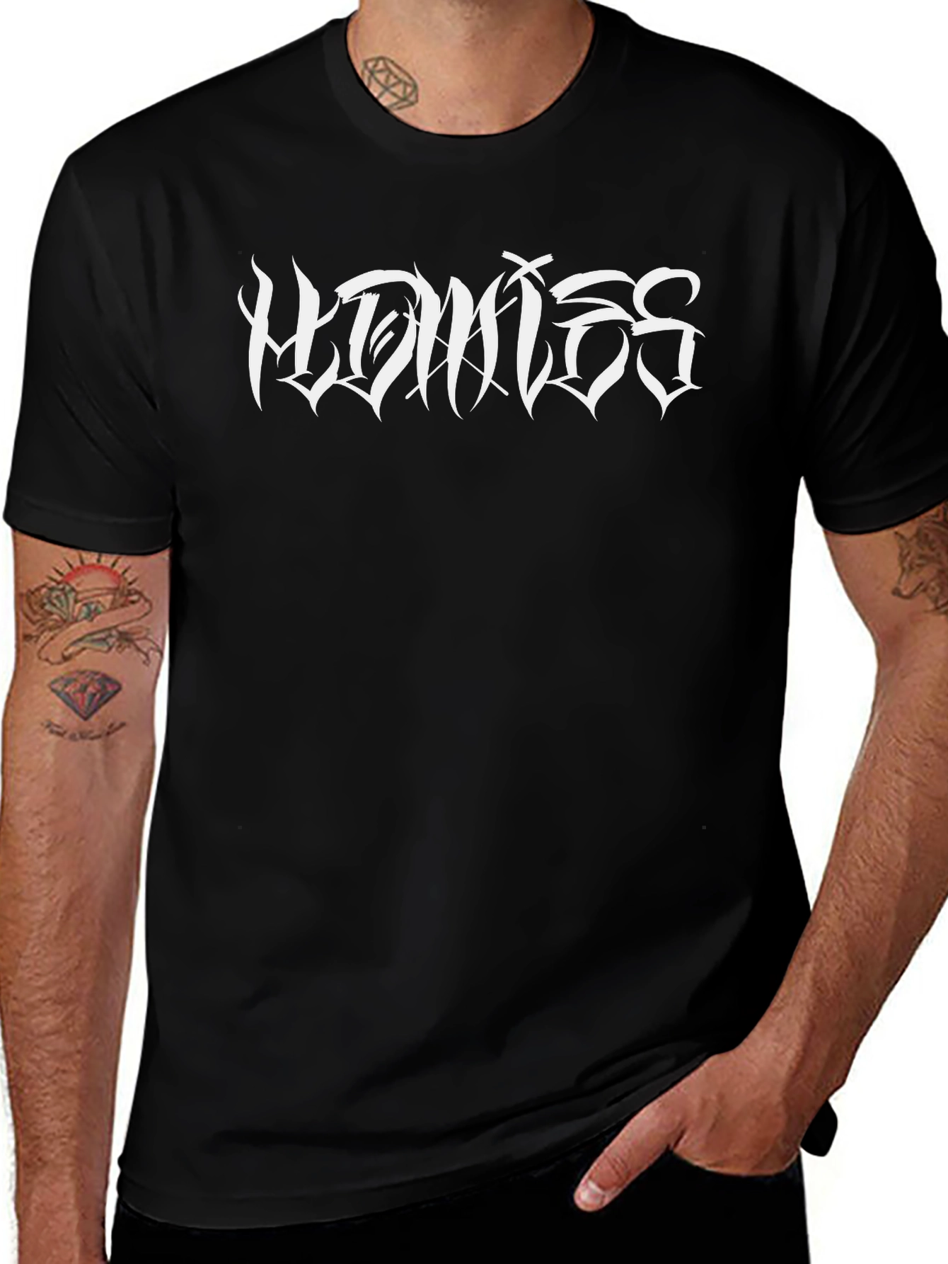 Mens Black Graphic Tee - Homies Script