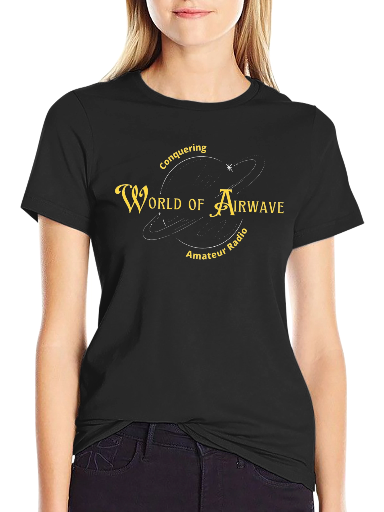 World of Airwave Amateur Radio Black T-Shirt