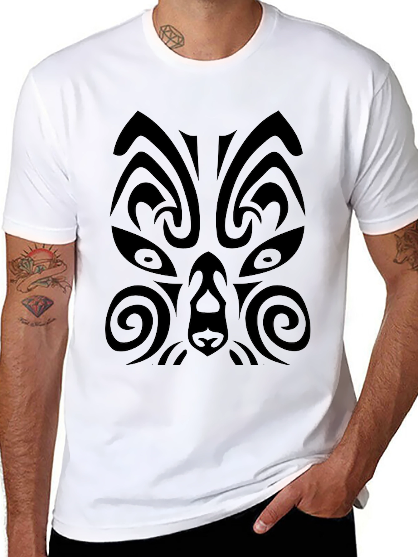 Tribal Design Black T-Shirt for Men