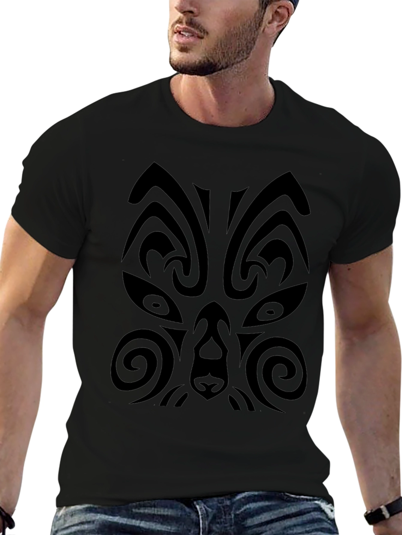 Tribal Design Black T-Shirt for Men