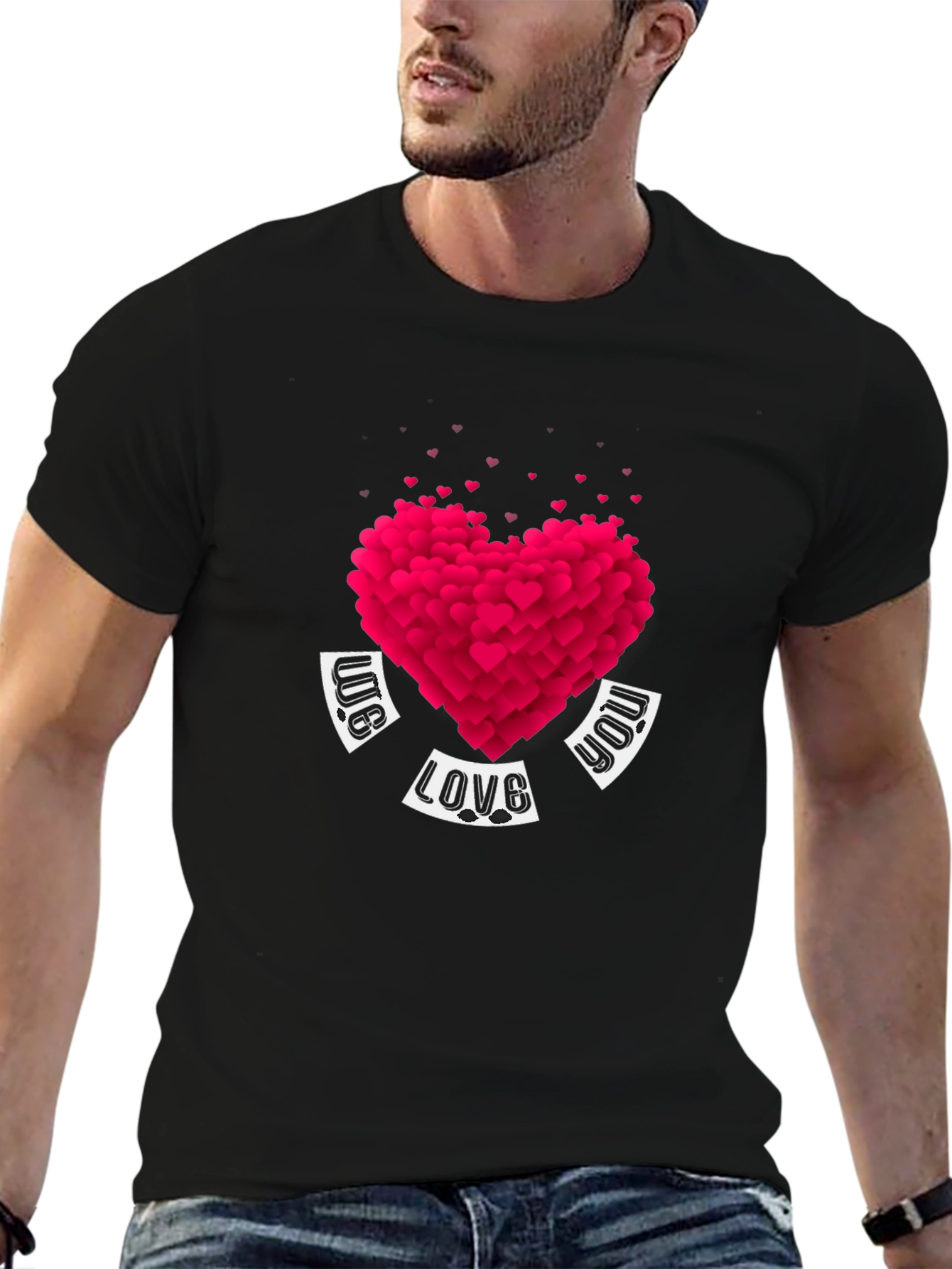 Heart Love Graphic Black T-Shirt