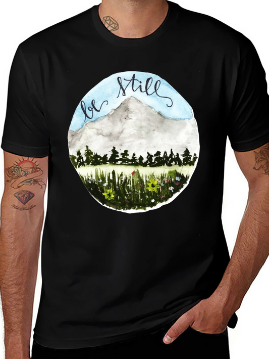 Be Still Mountain Watercolor Graphic T-Shirt