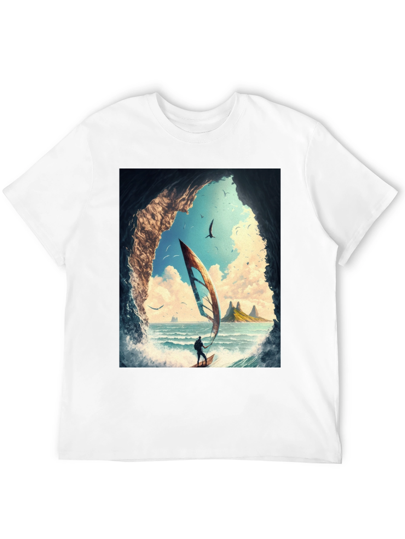 Windsurf Cave View Graphic Tee - Black Casual T-Shirt