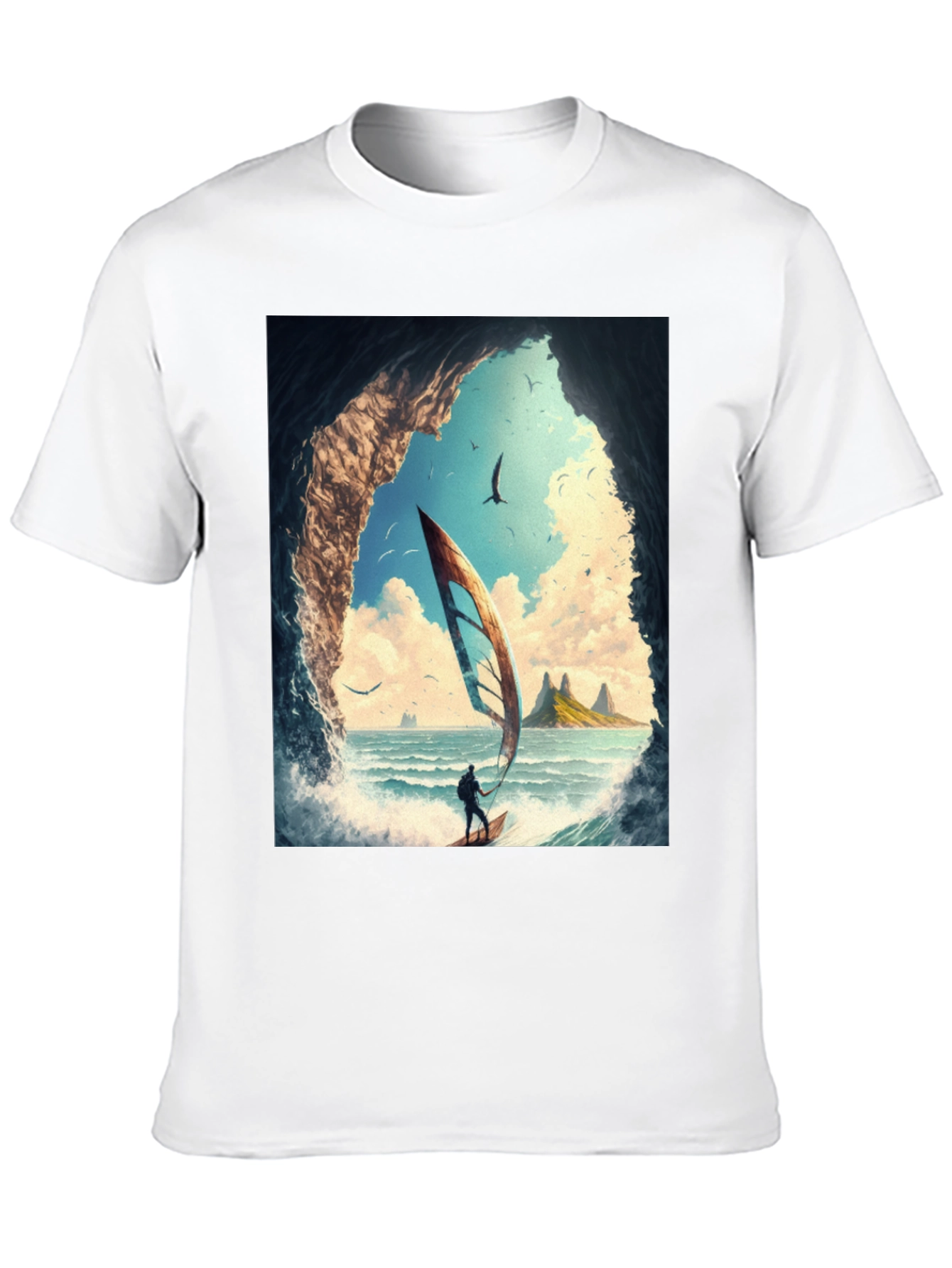 Windsurf Cave View Graphic Tee - Black Casual T-Shirt