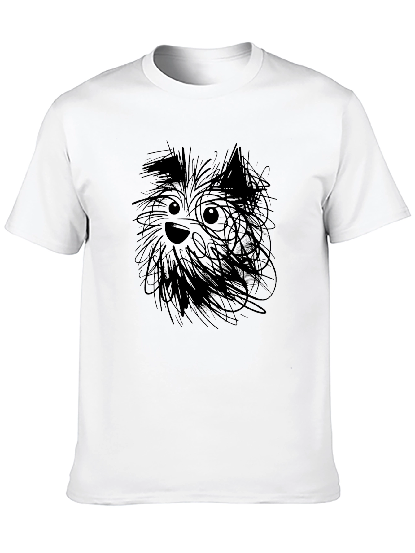 Whimsical Dog Sketch Black T-Shirt