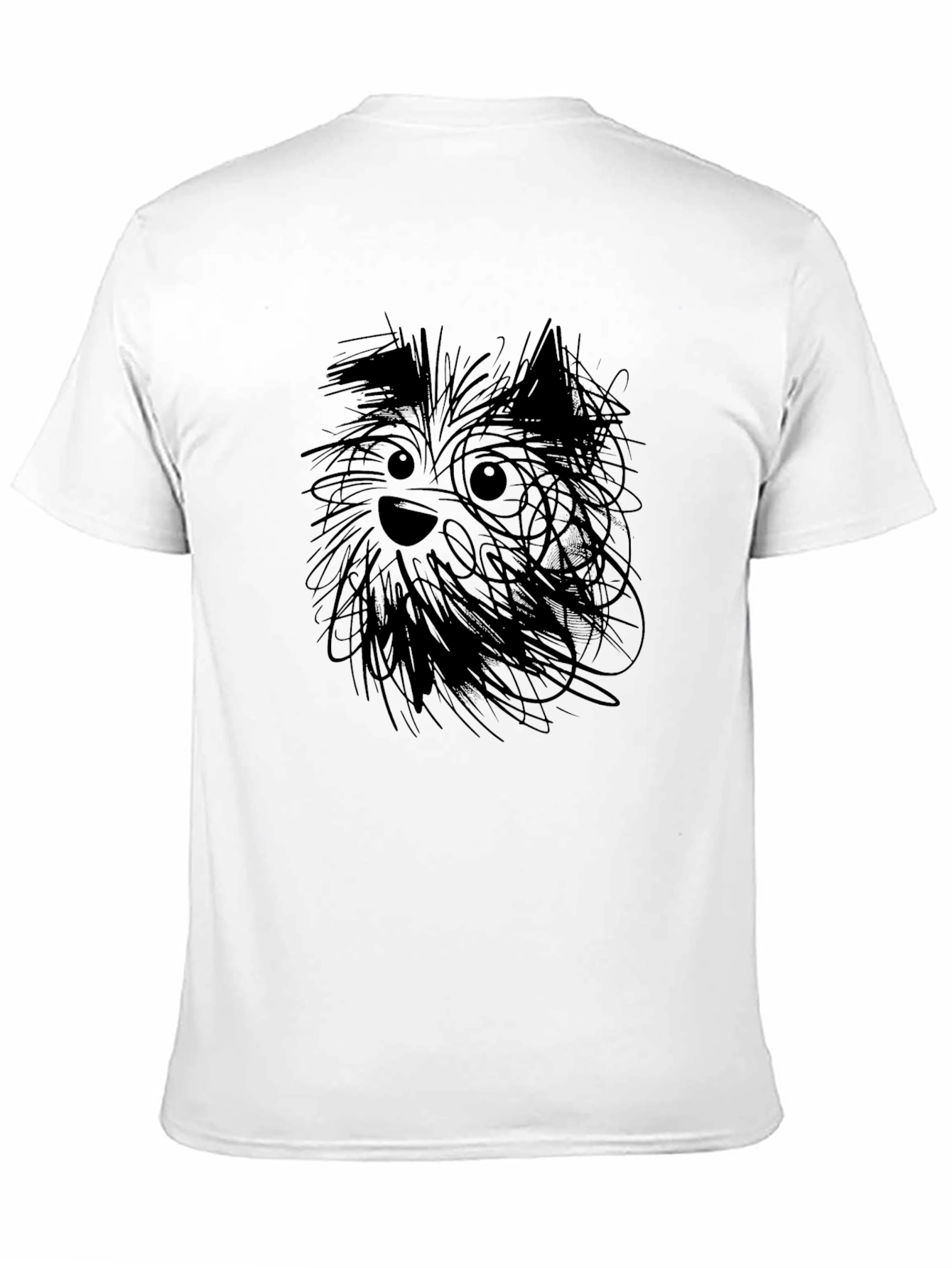 Whimsical Dog Sketch Black T-Shirt