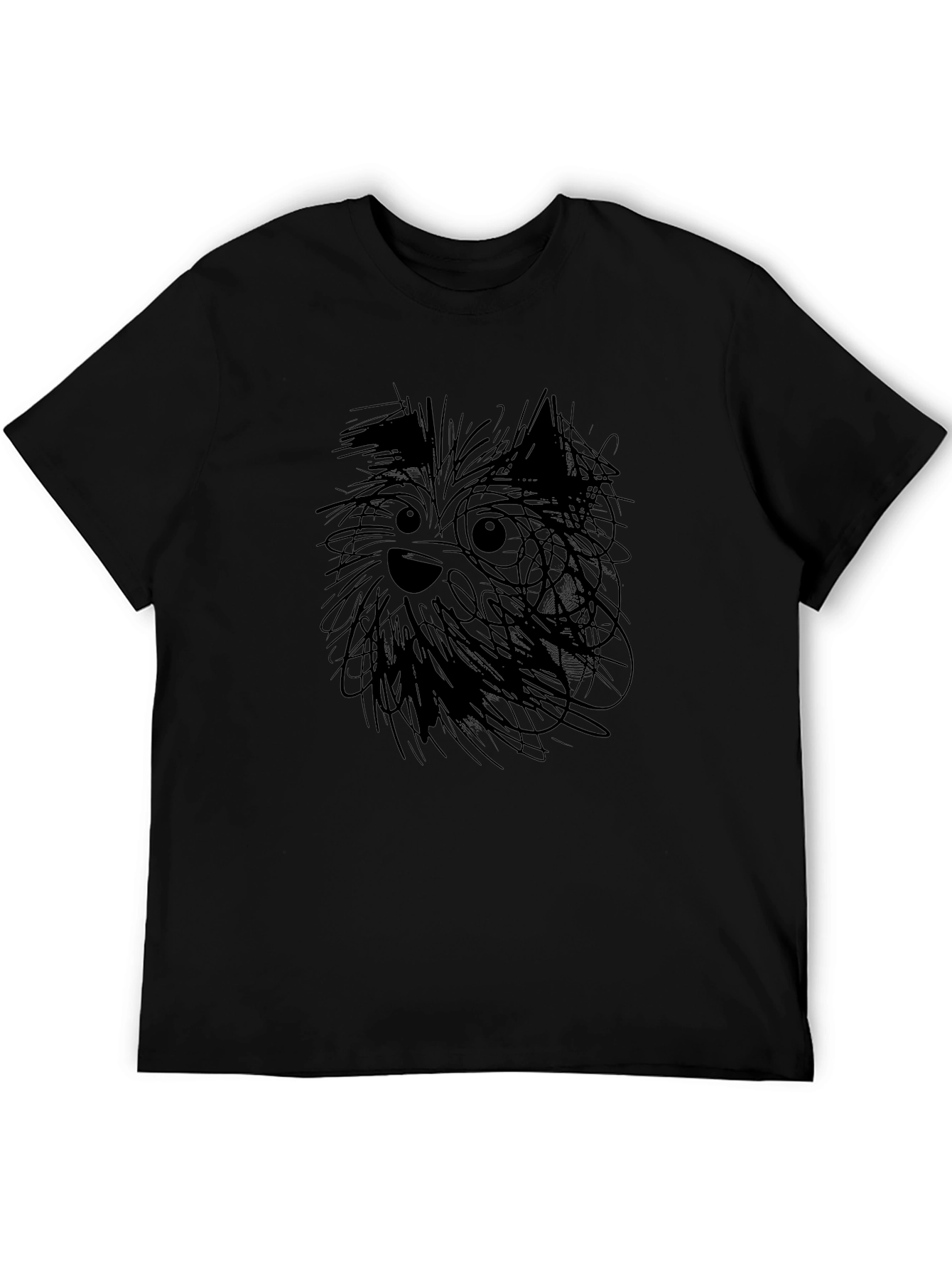 Whimsical Dog Sketch Black T-Shirt