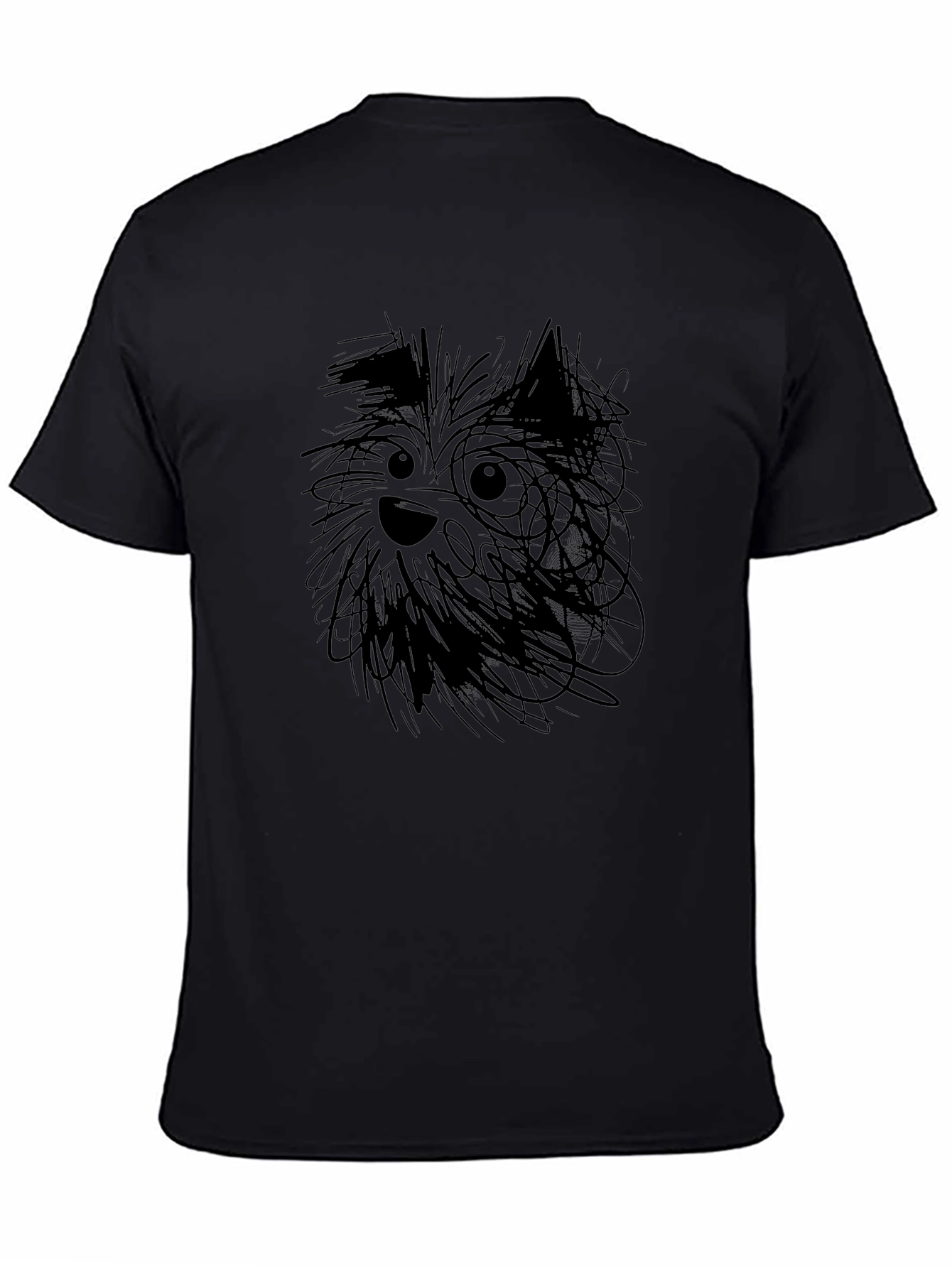 Whimsical Dog Sketch Black T-Shirt