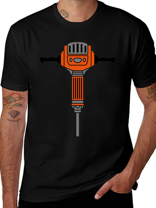 Black T-Shirt with Jackhammer Graphic