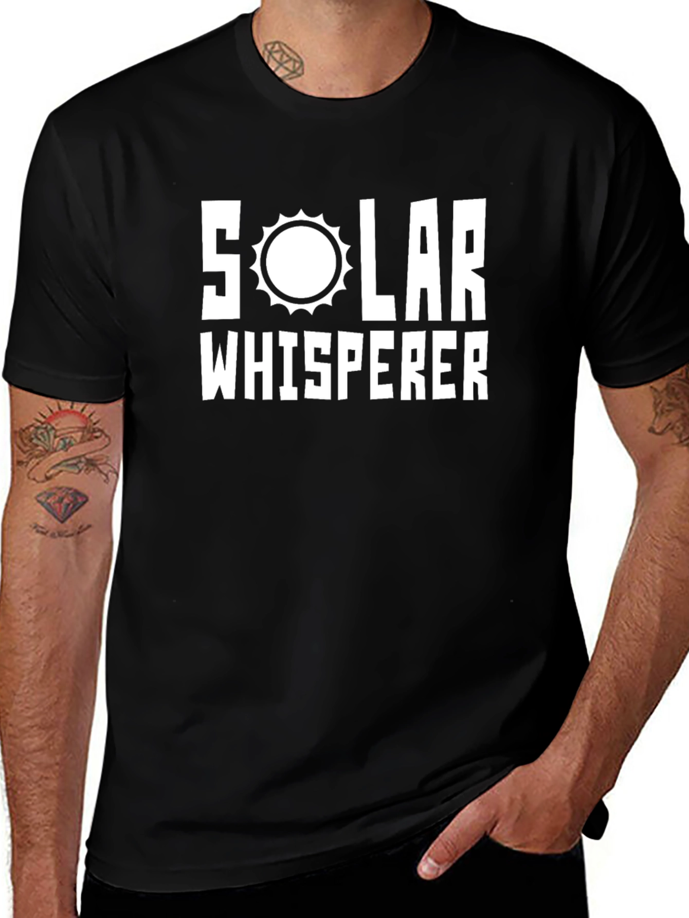Solar Whisperer Graphic Tee - Black Cotton T-Shirt