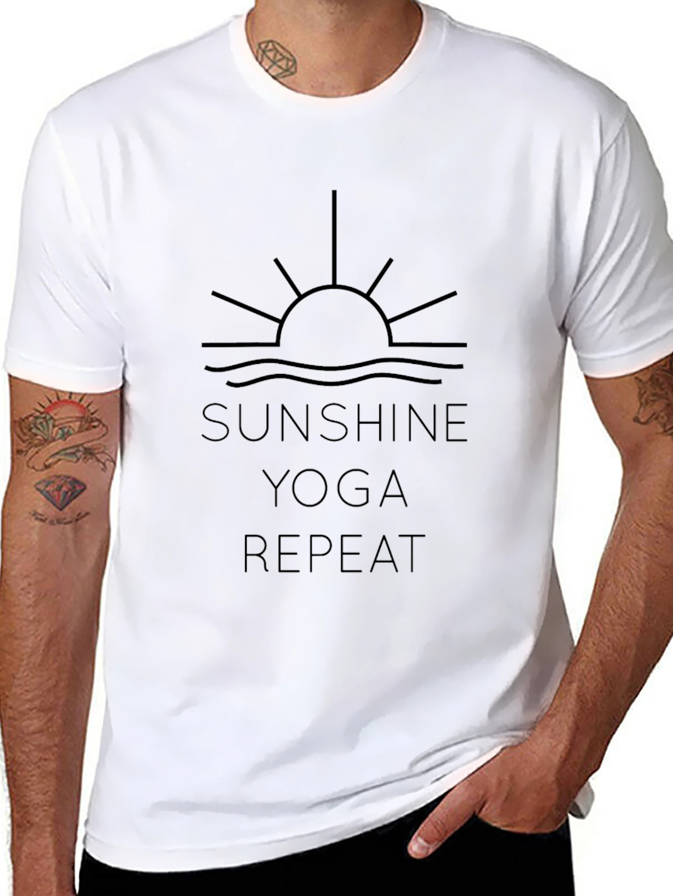 Sunshine Yoga Repeat Black Graphic Tee